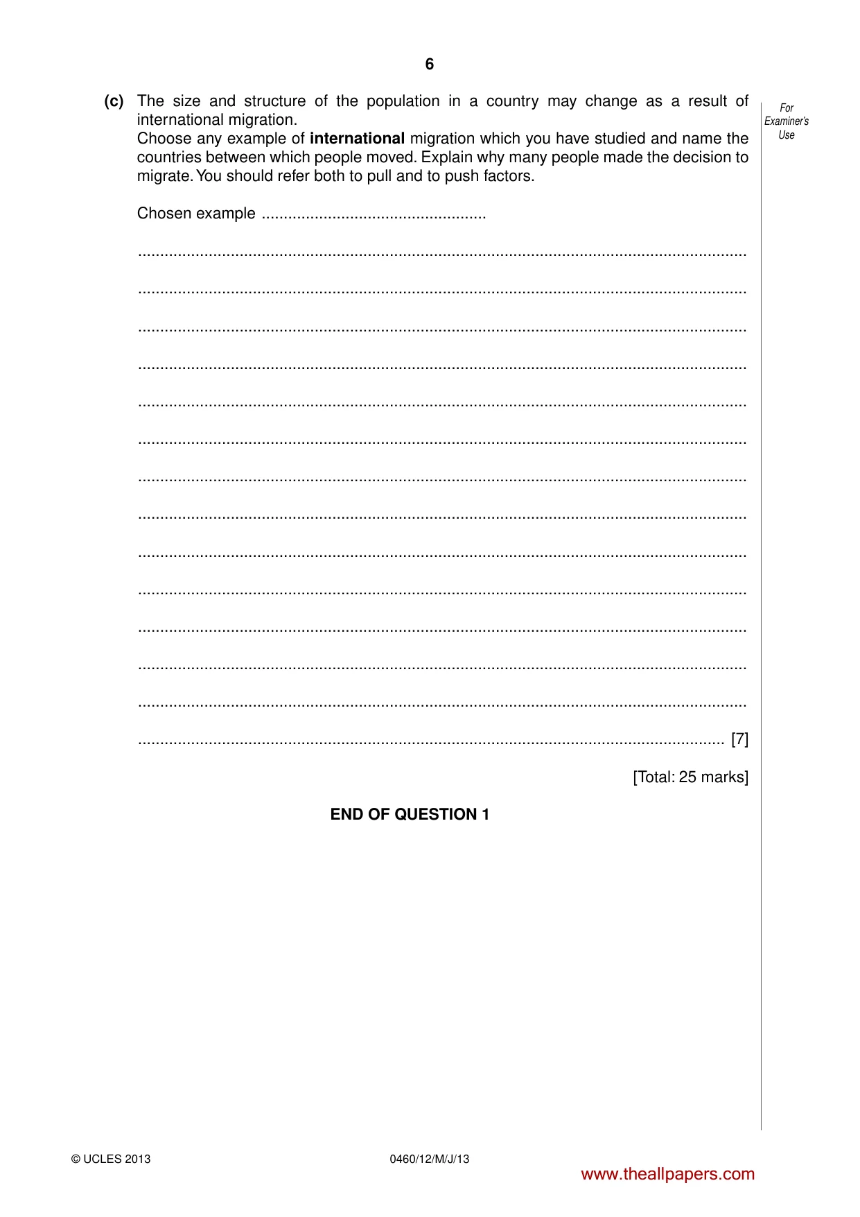 Cambridge IGCSE Geography 0460 2013 May/June Paper 1 · Variant 2 question paper, page 6 of 28