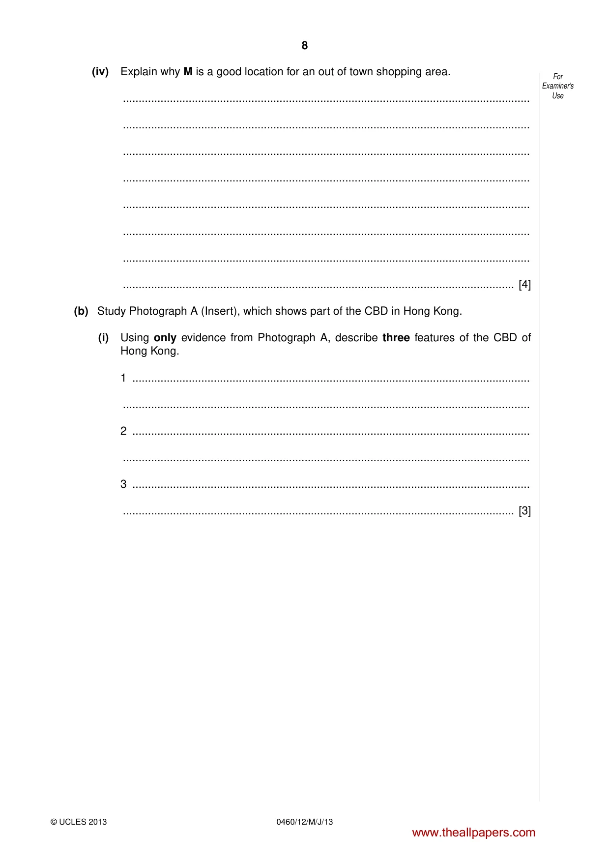 Cambridge IGCSE Geography 0460 2013 May/June Paper 1 · Variant 2 question paper, page 8 of 28