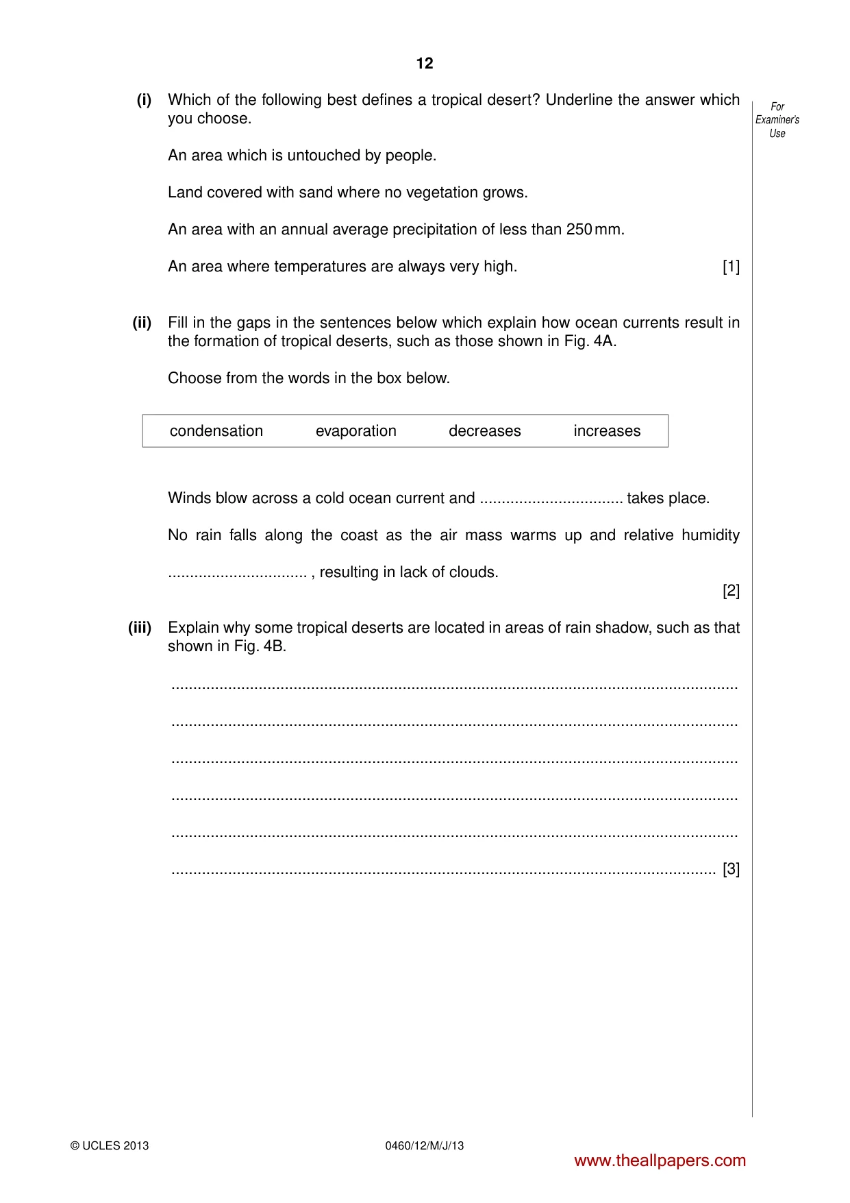 Cambridge IGCSE Geography 0460 2013 May/June Paper 1 · Variant 2 question paper, page 12 of 28