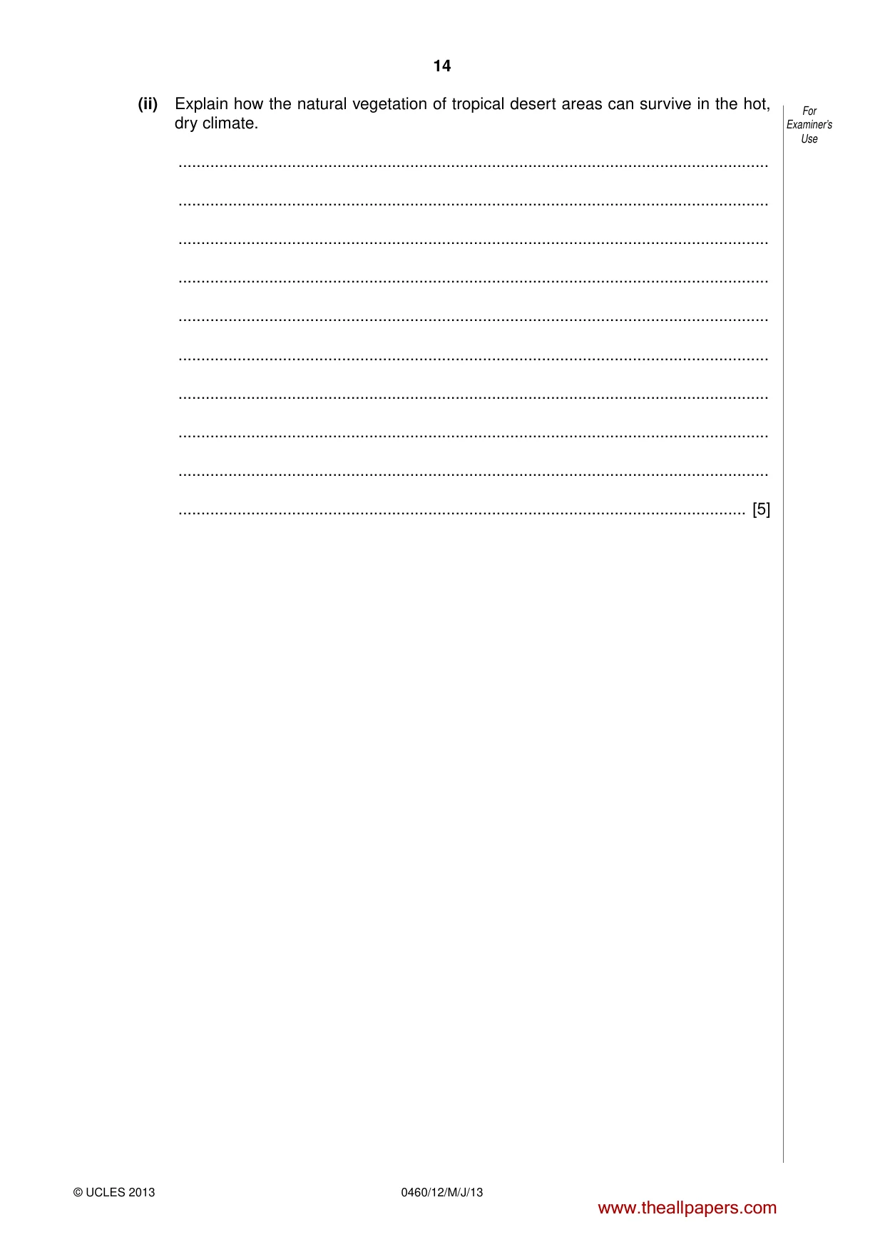 Cambridge IGCSE Geography 0460 2013 May/June Paper 1 · Variant 2 question paper, page 14 of 28