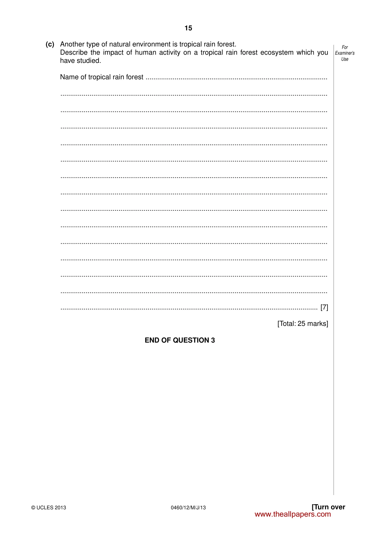 Cambridge IGCSE Geography 0460 2013 May/June Paper 1 · Variant 2 question paper, page 15 of 28