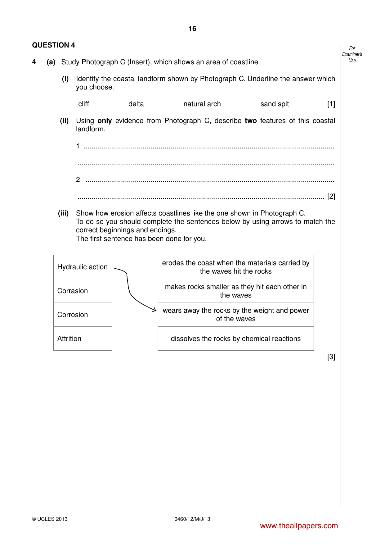 Cambridge IGCSE Geography 0460 2013 May/June Paper 1 · Variant 2 question paper, page 16 of 28