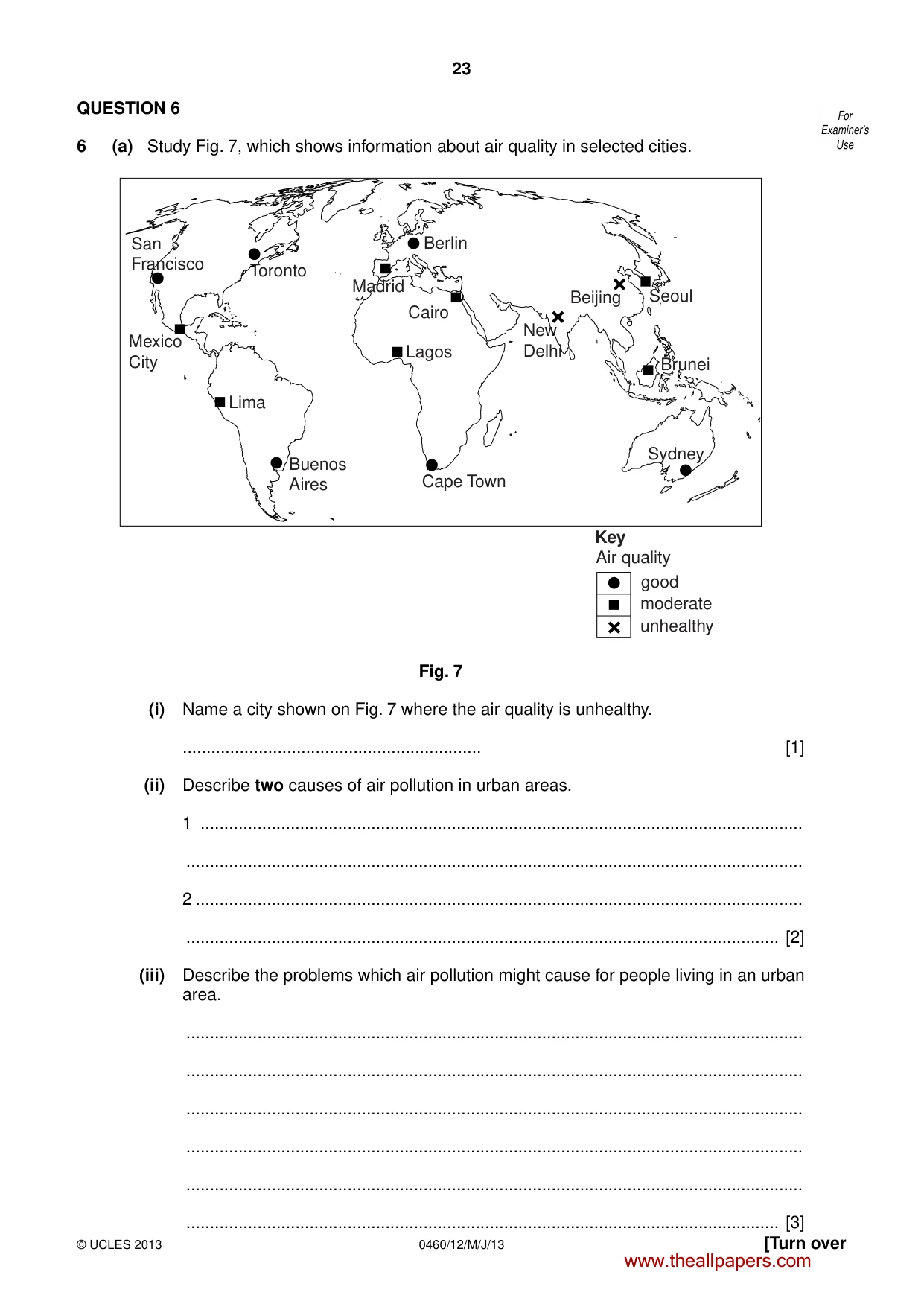 Cambridge IGCSE Geography 0460 2013 May/June Paper 1 · Variant 2 question paper, page 23 of 28