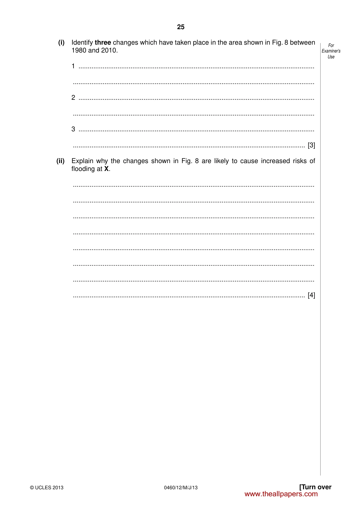 Cambridge IGCSE Geography 0460 2013 May/June Paper 1 · Variant 2 question paper, page 25 of 28
