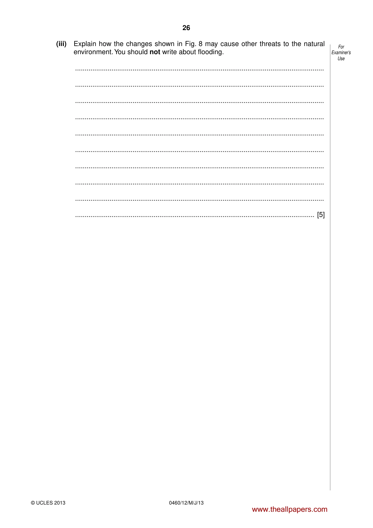 Cambridge IGCSE Geography 0460 2013 May/June Paper 1 · Variant 2 question paper, page 26 of 28