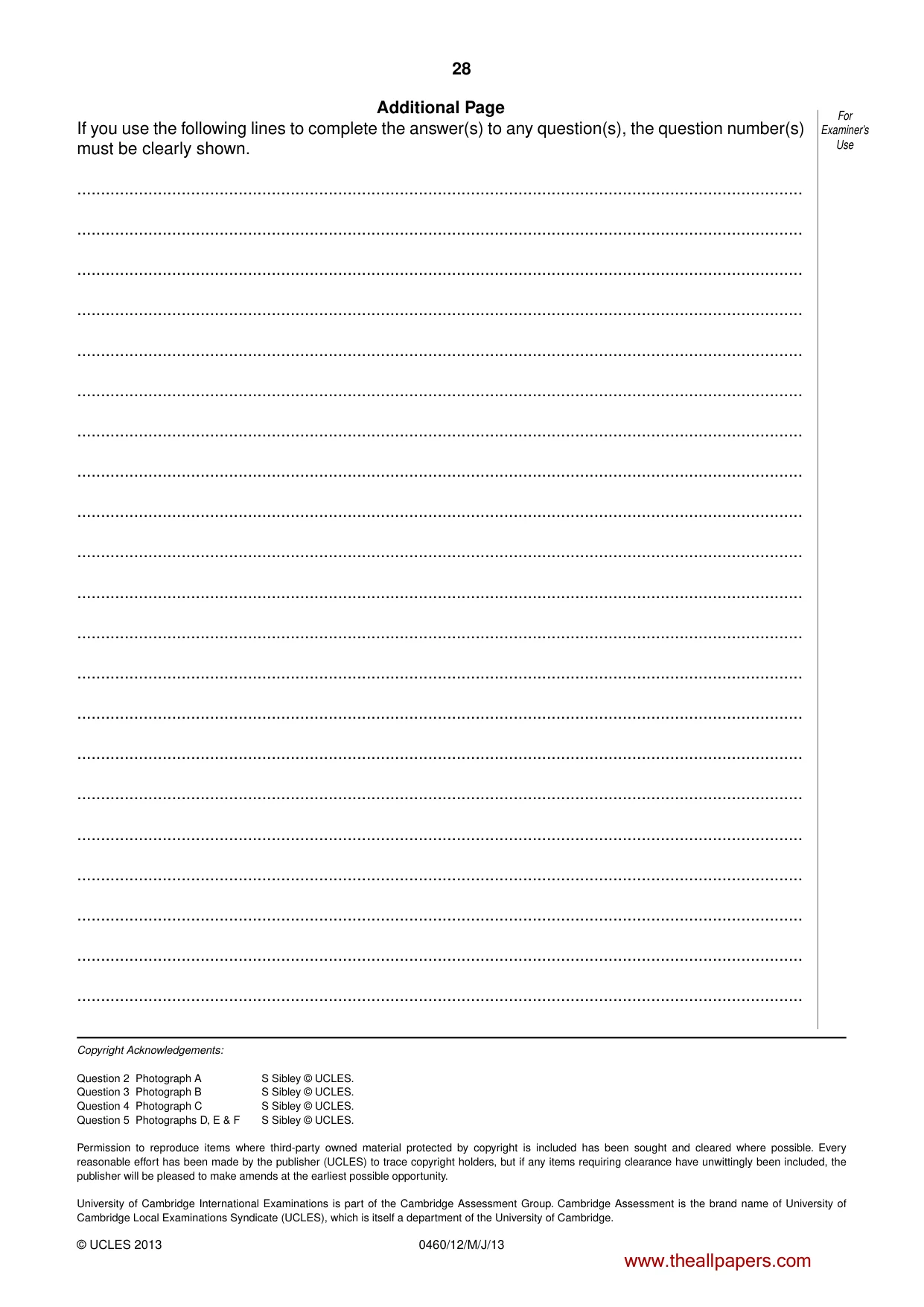 Cambridge IGCSE Geography 0460 2013 May/June Paper 1 · Variant 2 question paper, page 28 of 28