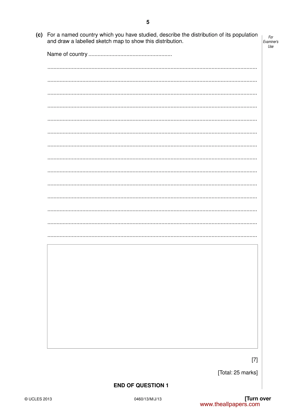 Cambridge IGCSE Geography 0460 2013 May/June Paper 1 · Variant 3 question paper, page 5 of 28