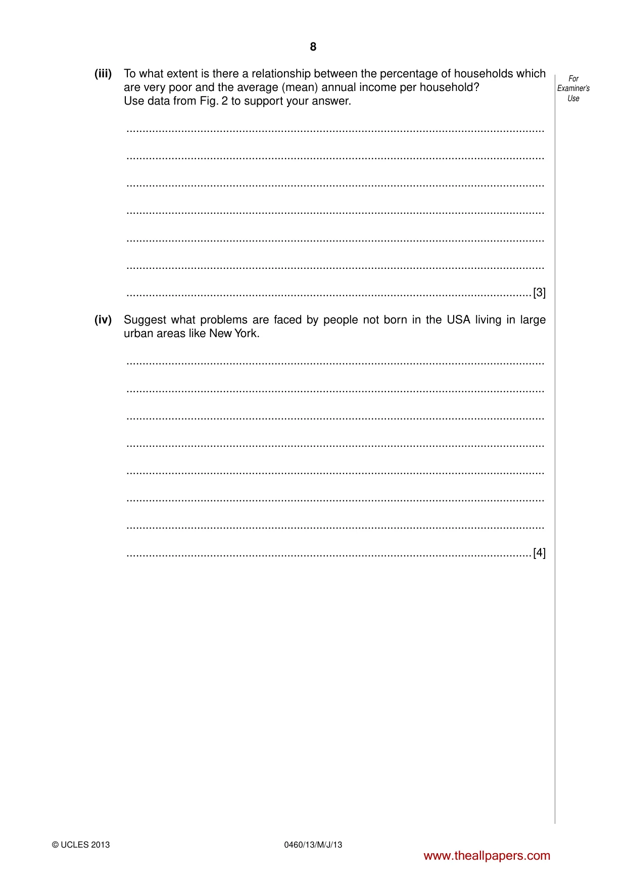 Cambridge IGCSE Geography 0460 2013 May/June Paper 1 · Variant 3 question paper, page 8 of 28