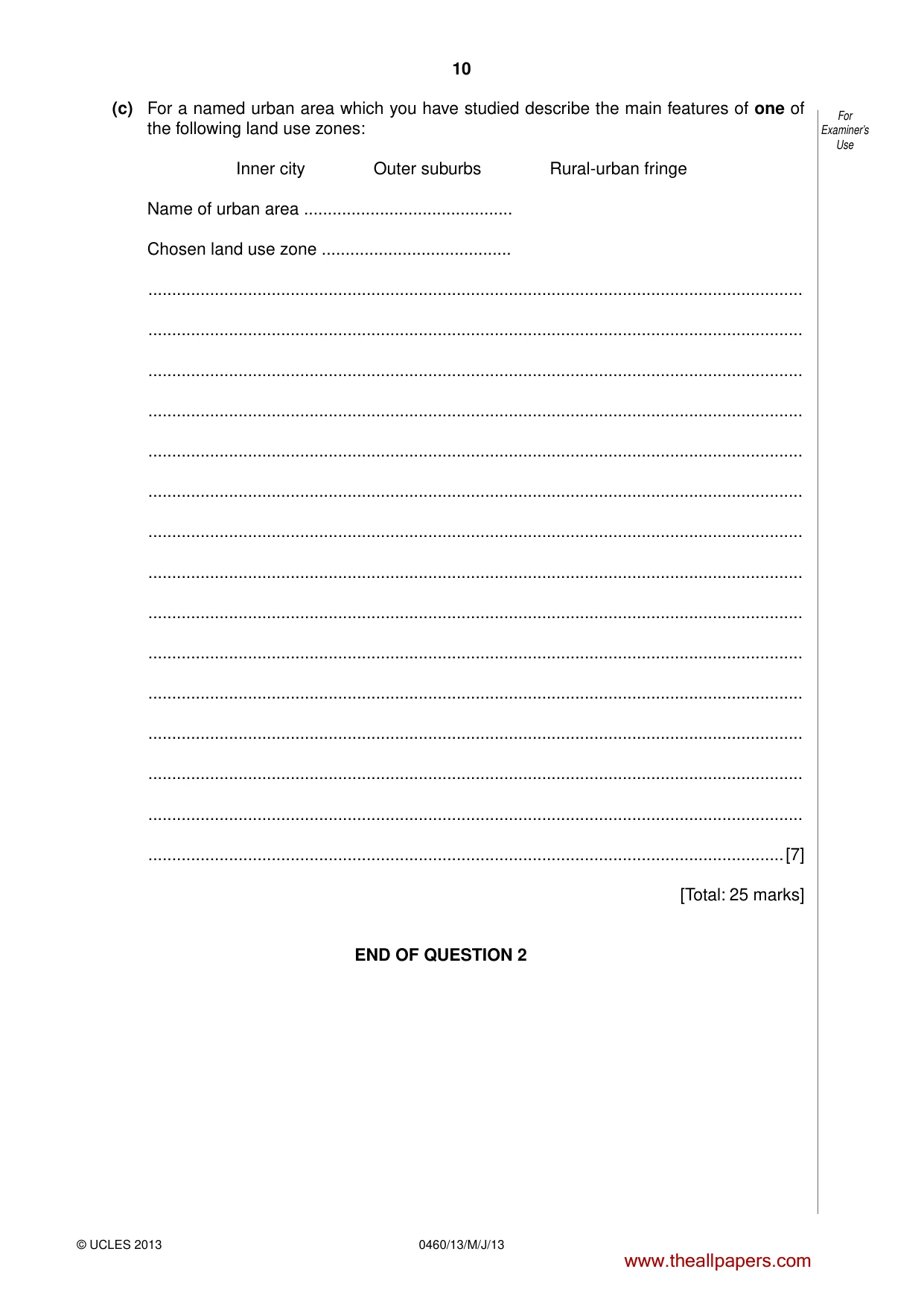 Cambridge IGCSE Geography 0460 2013 May/June Paper 1 · Variant 3 question paper, page 10 of 28
