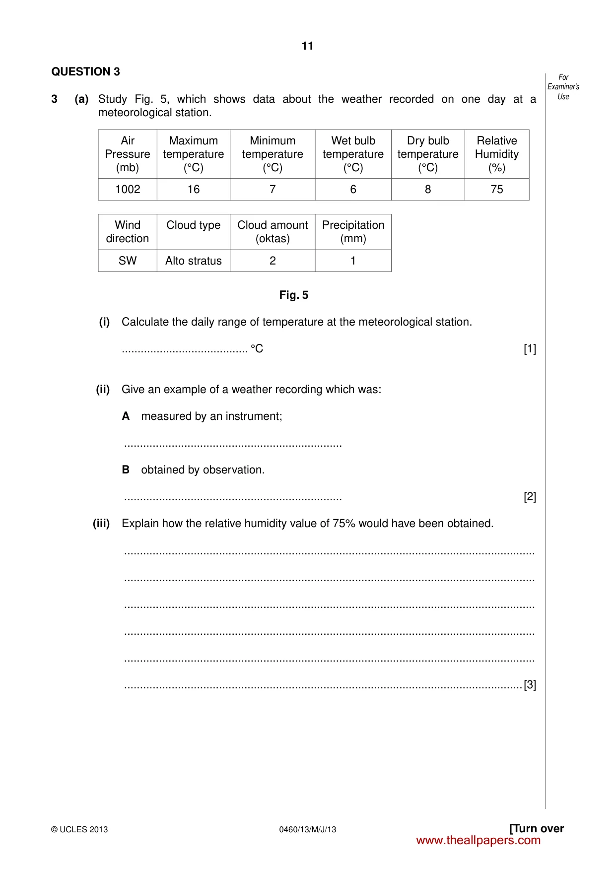 Cambridge IGCSE Geography 0460 2013 May/June Paper 1 · Variant 3 question paper, page 11 of 28