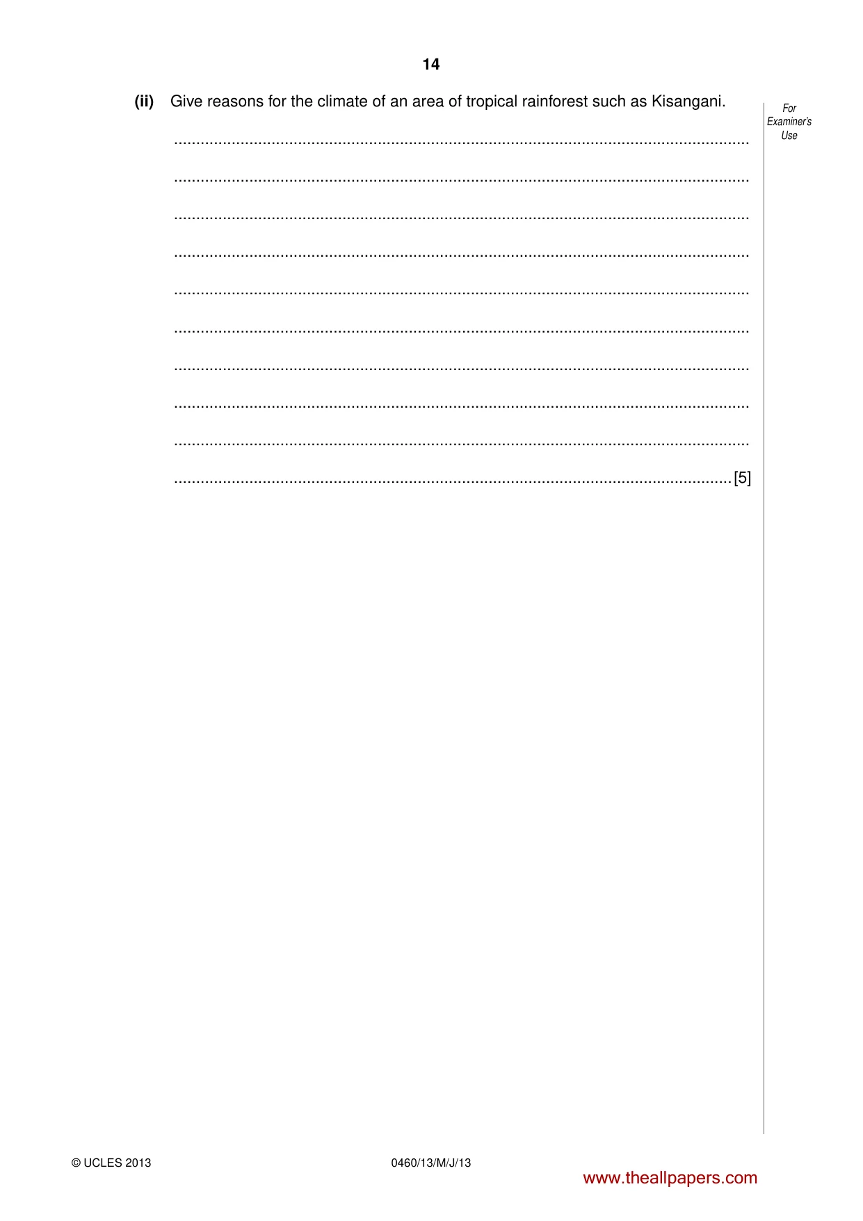 Cambridge IGCSE Geography 0460 2013 May/June Paper 1 · Variant 3 question paper, page 14 of 28