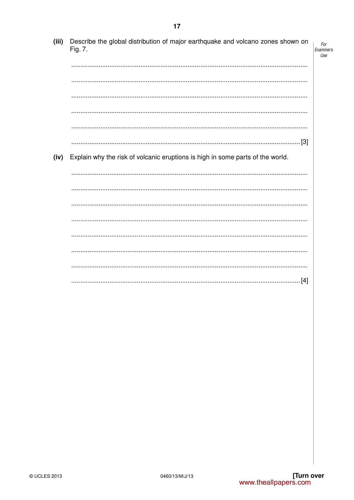 Cambridge IGCSE Geography 0460 2013 May/June Paper 1 · Variant 3 question paper, page 17 of 28