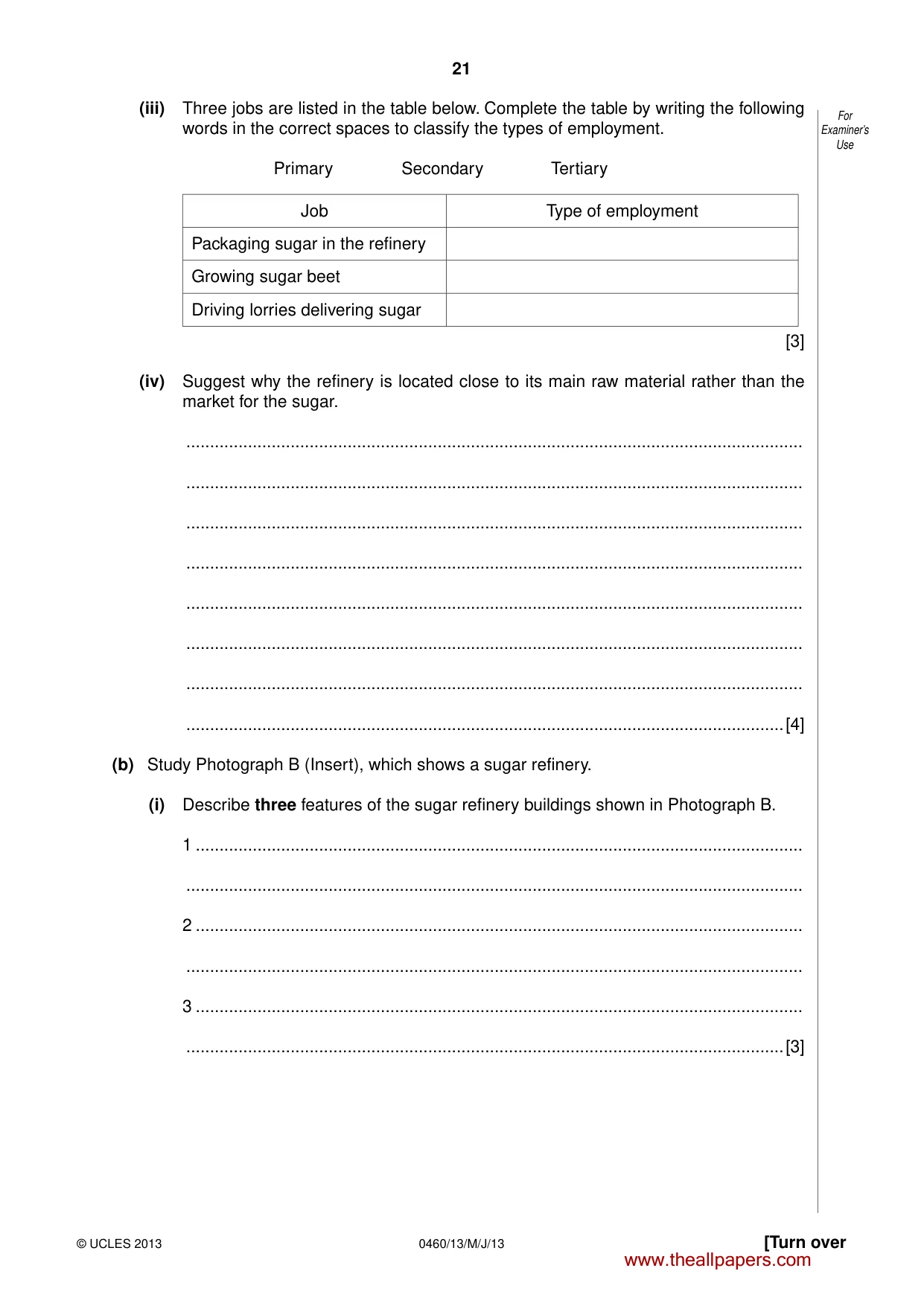 Cambridge IGCSE Geography 0460 2013 May/June Paper 1 · Variant 3 question paper, page 21 of 28