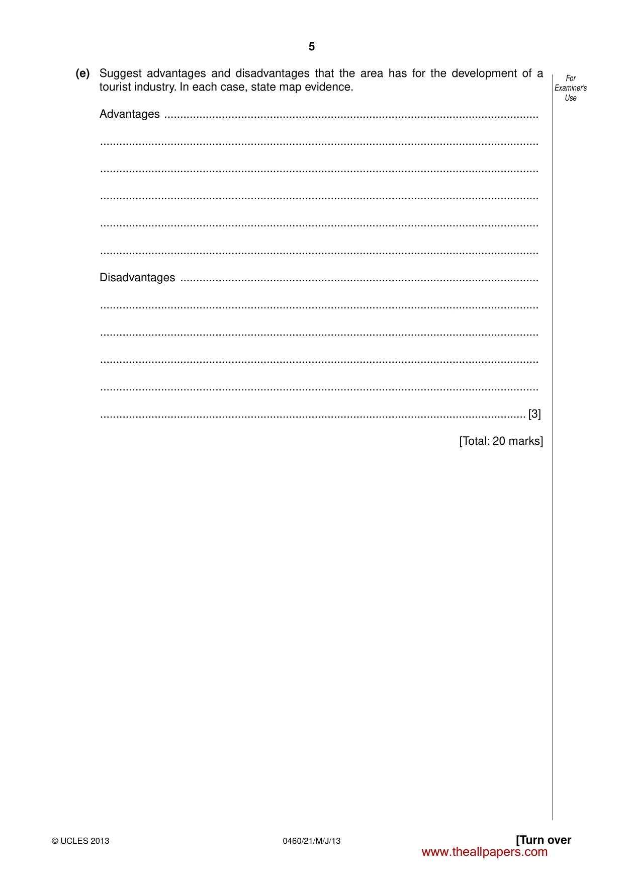 Cambridge IGCSE Geography 0460 2013 May/June Paper 2 · Variant 1 question paper, page 5 of 16