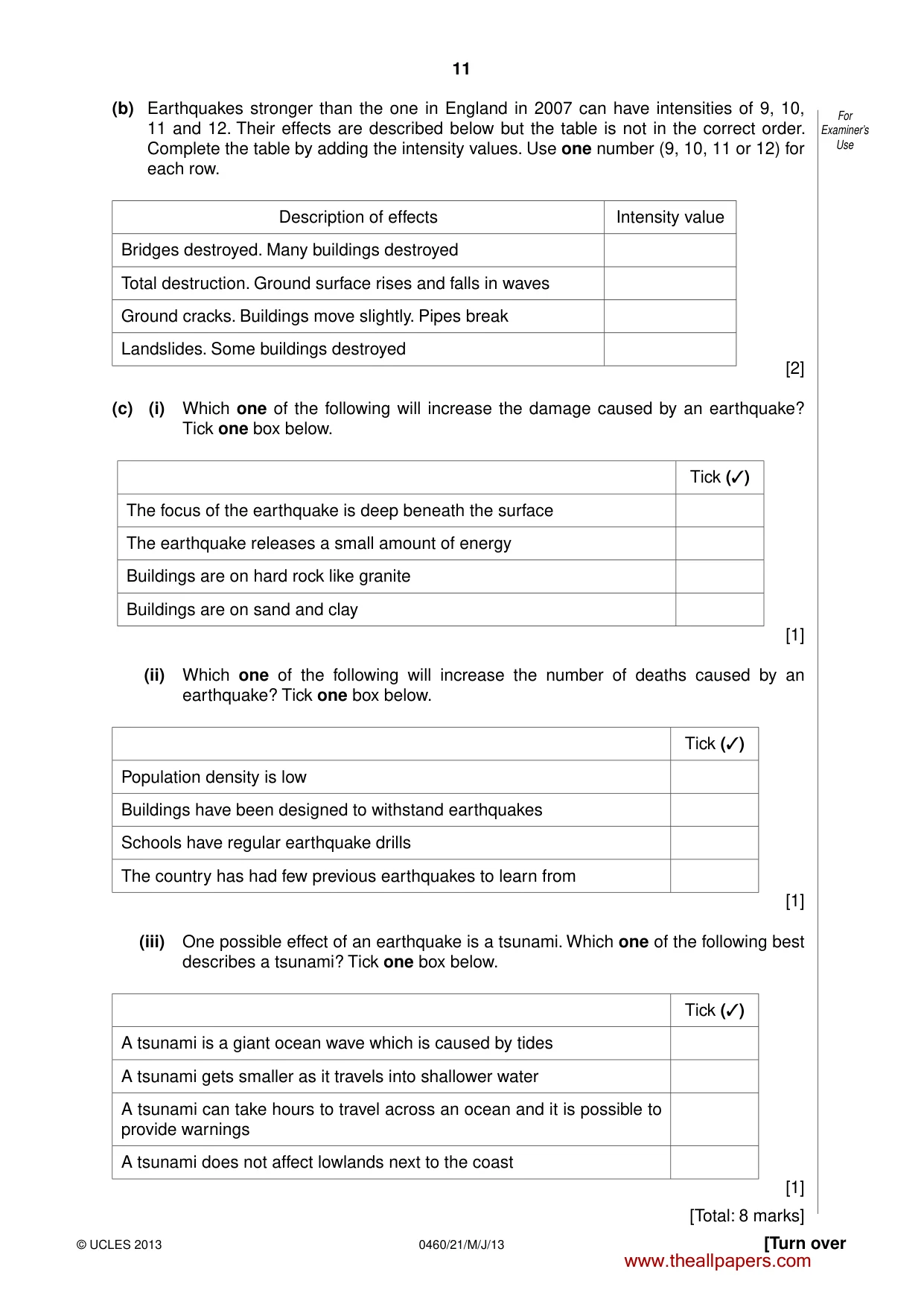 Cambridge IGCSE Geography 0460 2013 May/June Paper 2 · Variant 1 question paper, page 11 of 16