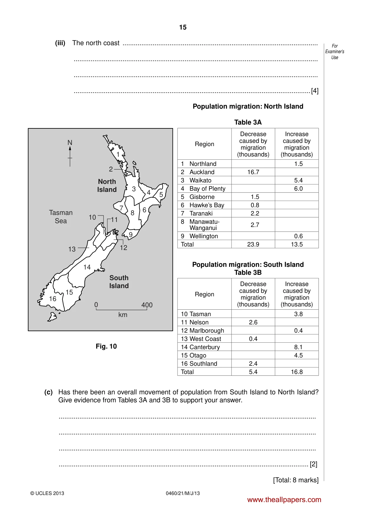 Cambridge IGCSE Geography 0460 2013 May/June Paper 2 · Variant 1 question paper, page 15 of 16