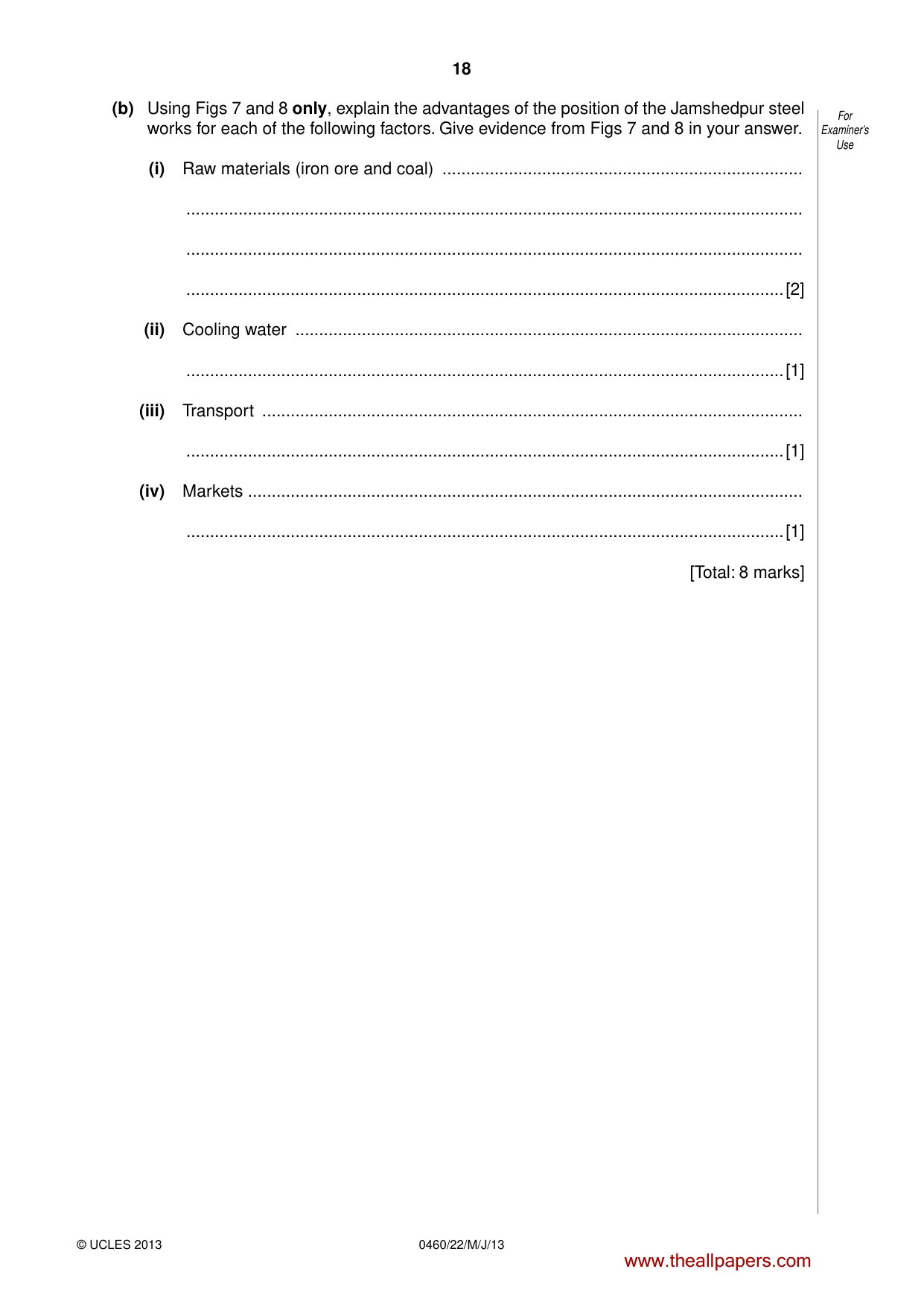 Cambridge IGCSE Geography 0460 2013 May/June Paper 2 · Variant 2 question paper, page 18 of 24