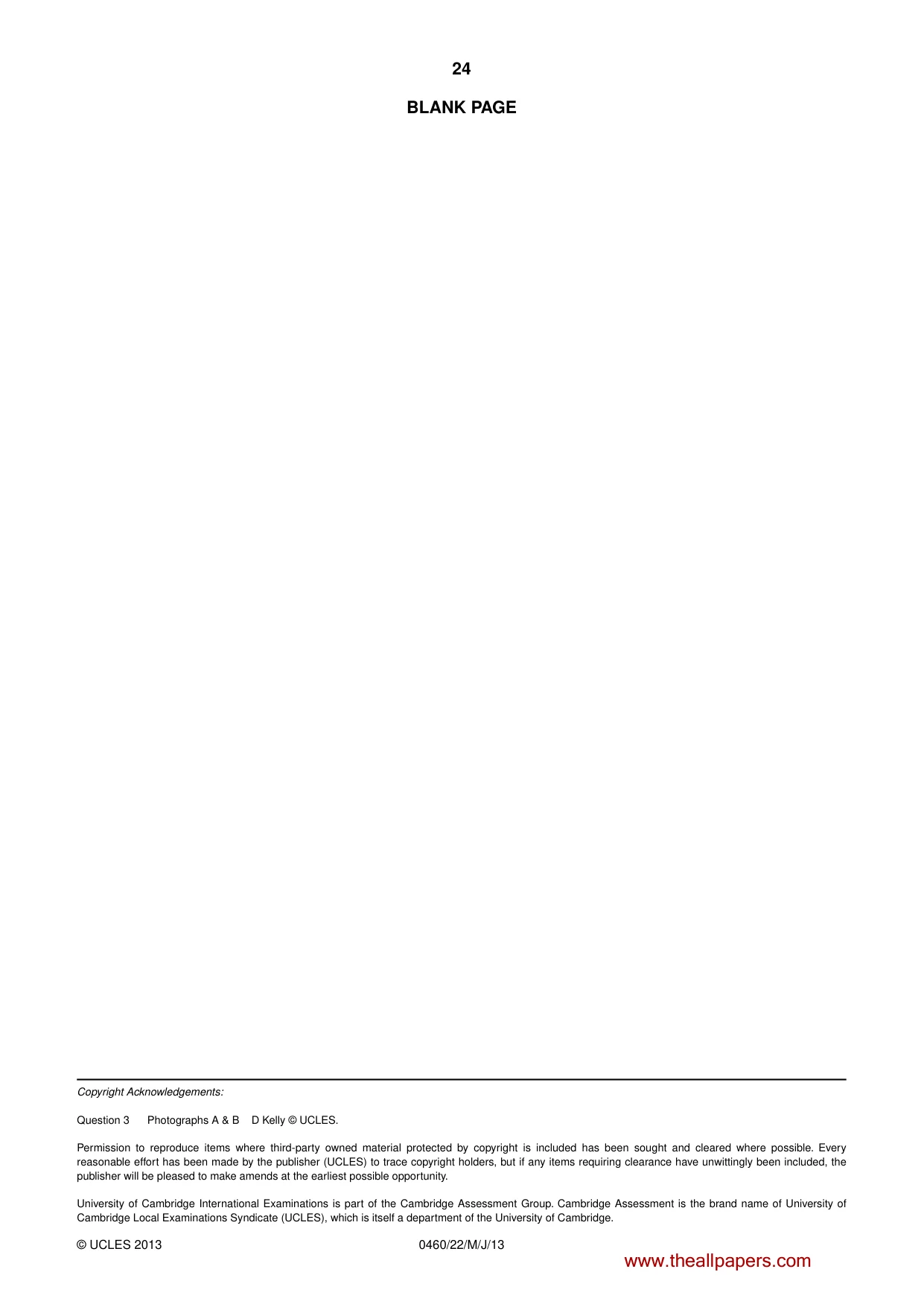 Cambridge IGCSE Geography 0460 2013 May/June Paper 2 · Variant 2 question paper, page 24 of 24
