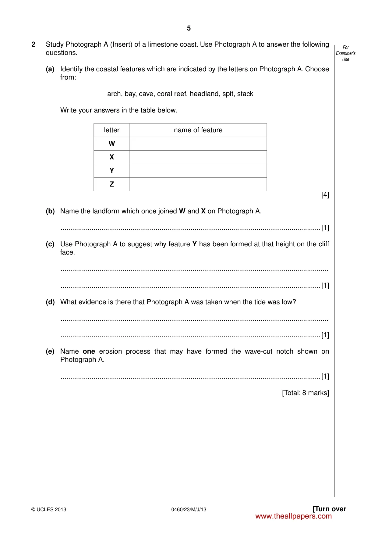 Cambridge IGCSE Geography 0460 2013 May/June Paper 2 · Variant 3 question paper, page 5 of 16
