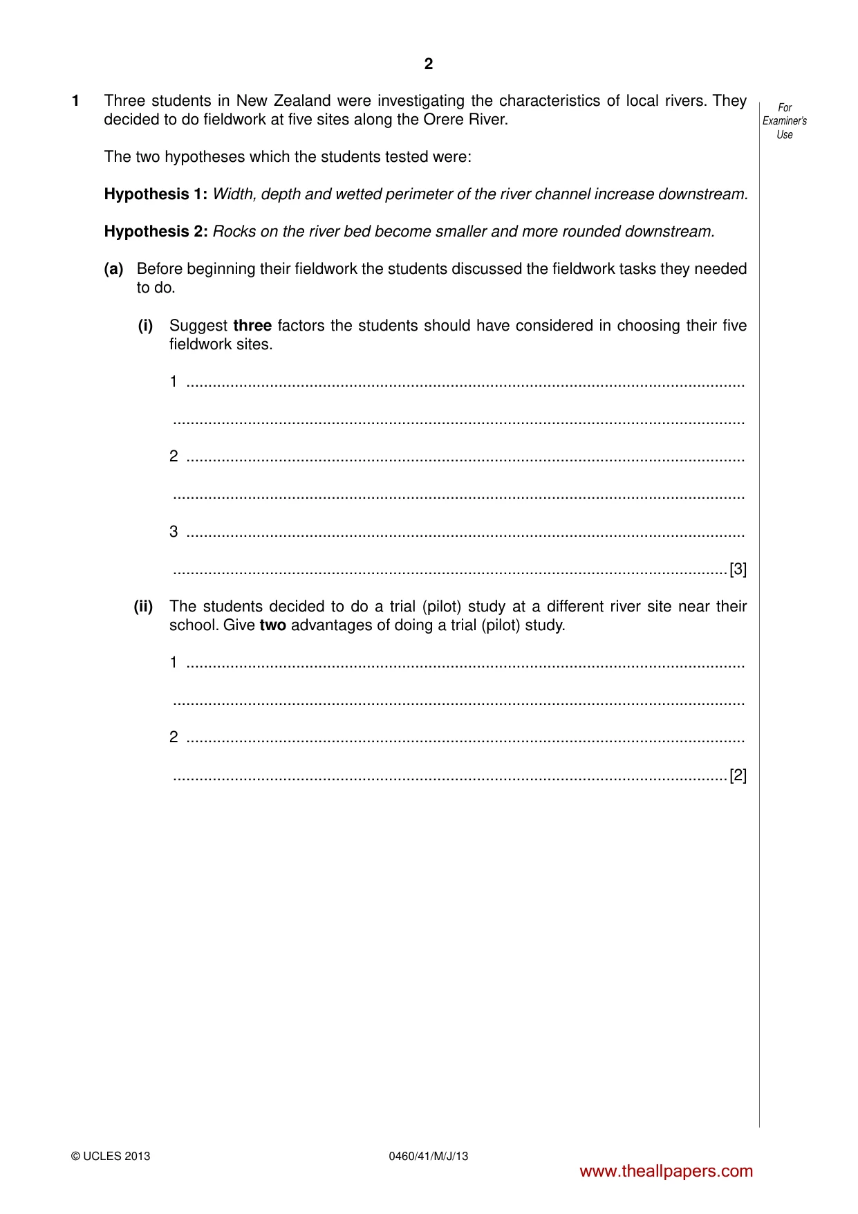 Cambridge IGCSE Geography 0460 2013 May/June Paper 4 · Variant 1 question paper, page 2 of 16