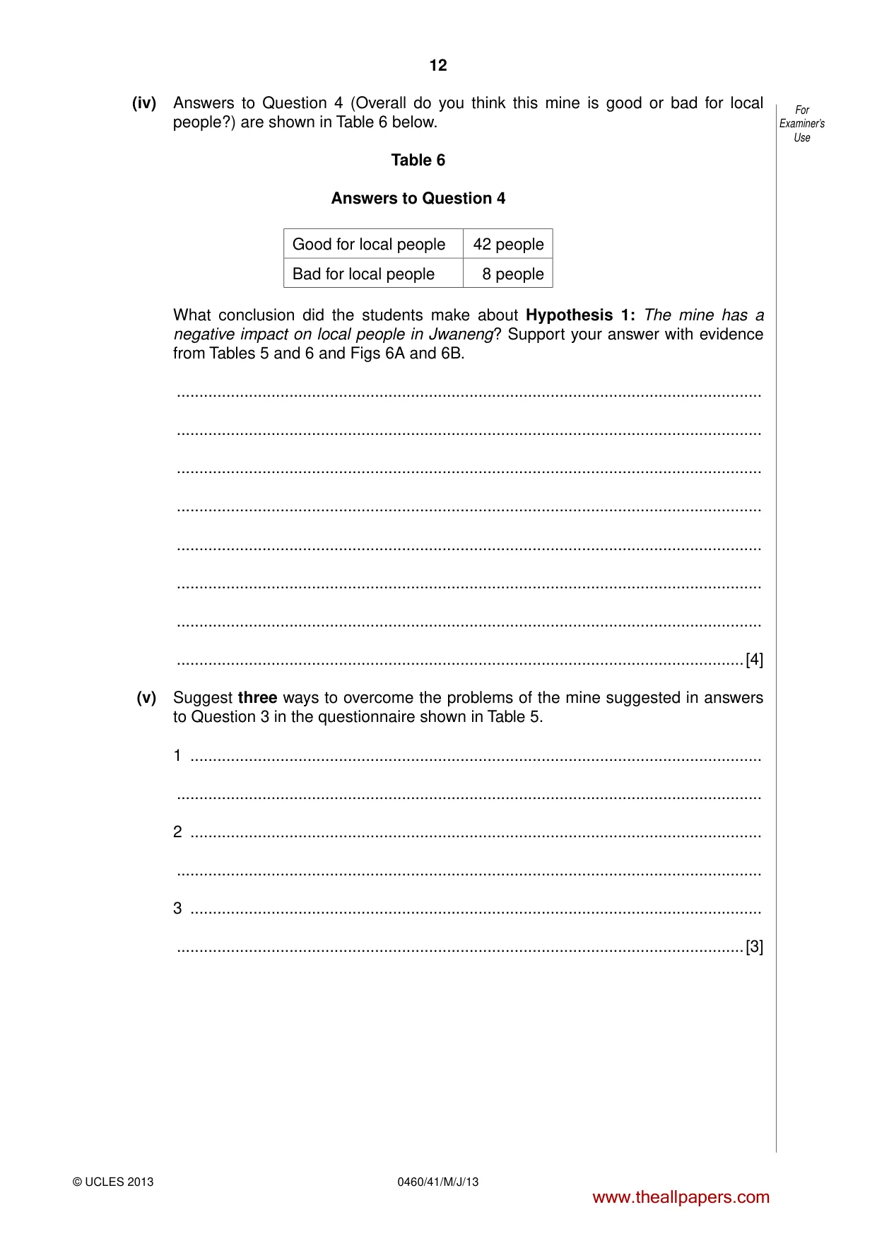 Cambridge IGCSE Geography 0460 2013 May/June Paper 4 · Variant 1 question paper, page 12 of 16