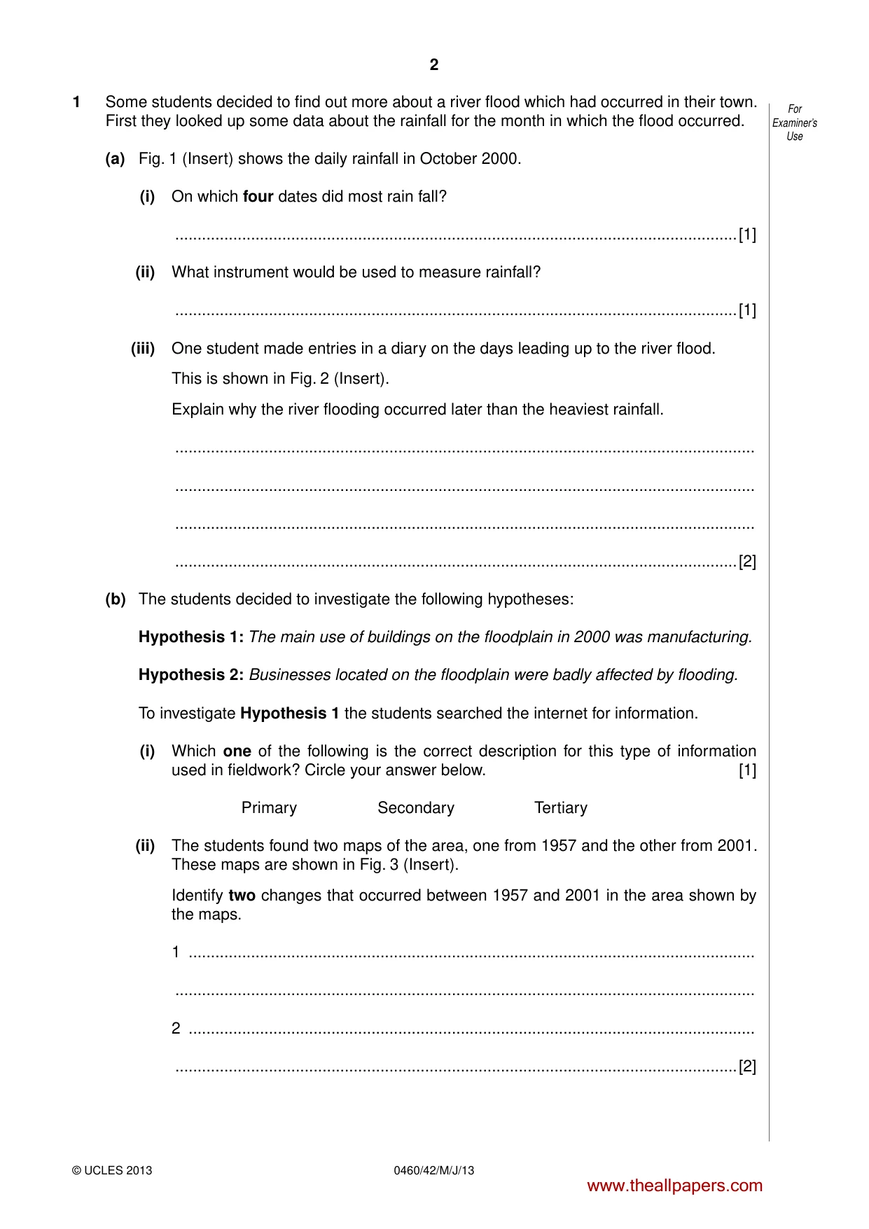 Cambridge IGCSE Geography 0460 2013 May/June Paper 4 · Variant 2 question paper, page 2 of 12