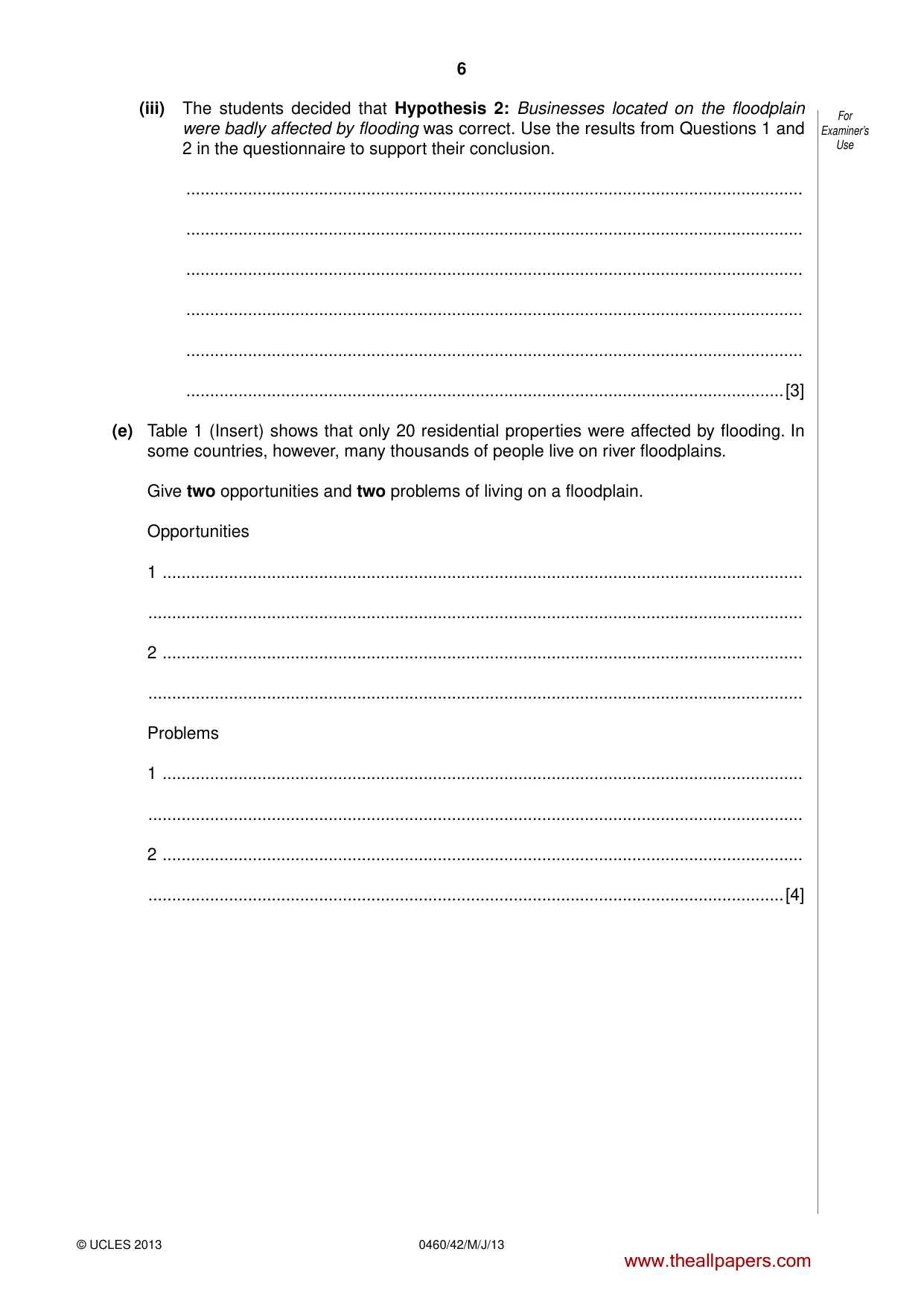 Cambridge IGCSE Geography 0460 2013 May/June Paper 4 · Variant 2 question paper, page 6 of 12