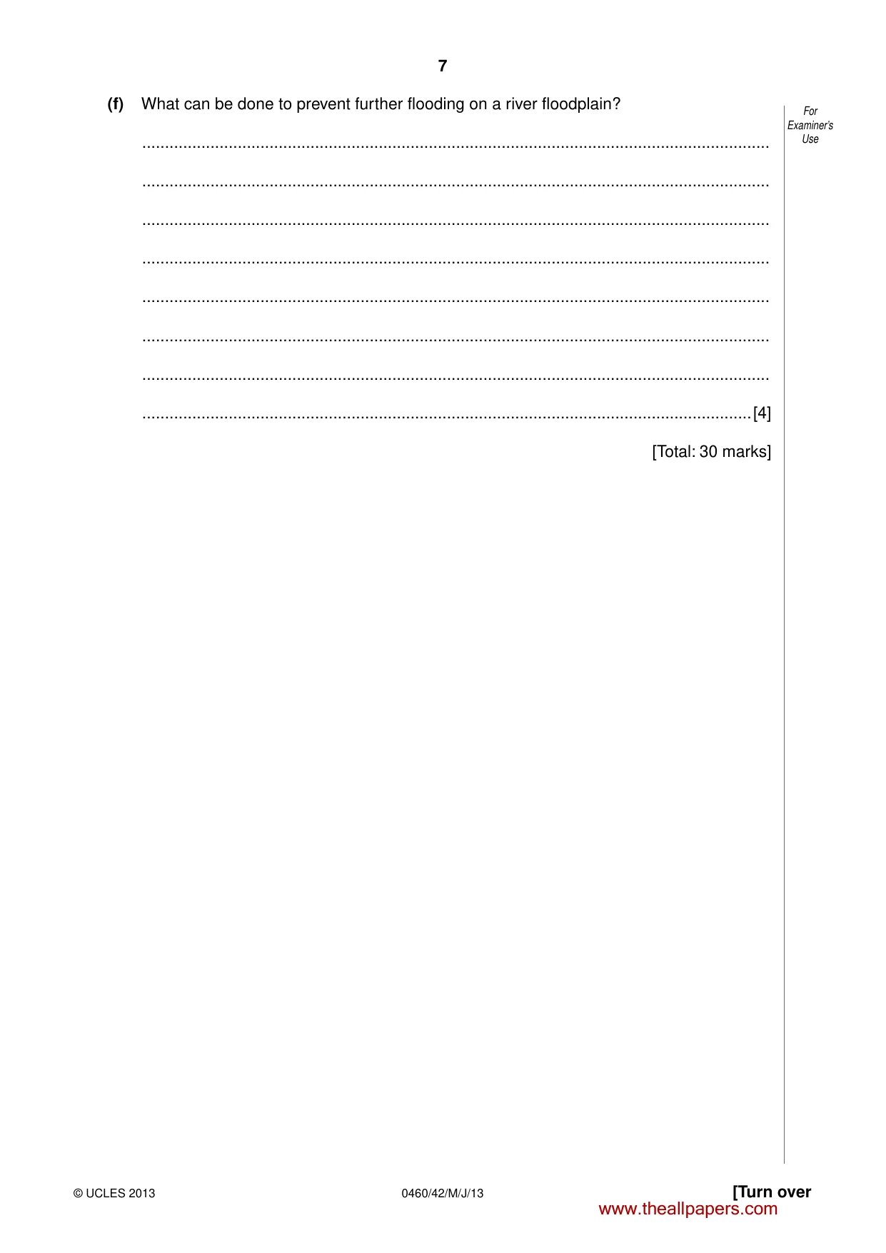 Cambridge IGCSE Geography 0460 2013 May/June Paper 4 · Variant 2 question paper, page 7 of 12