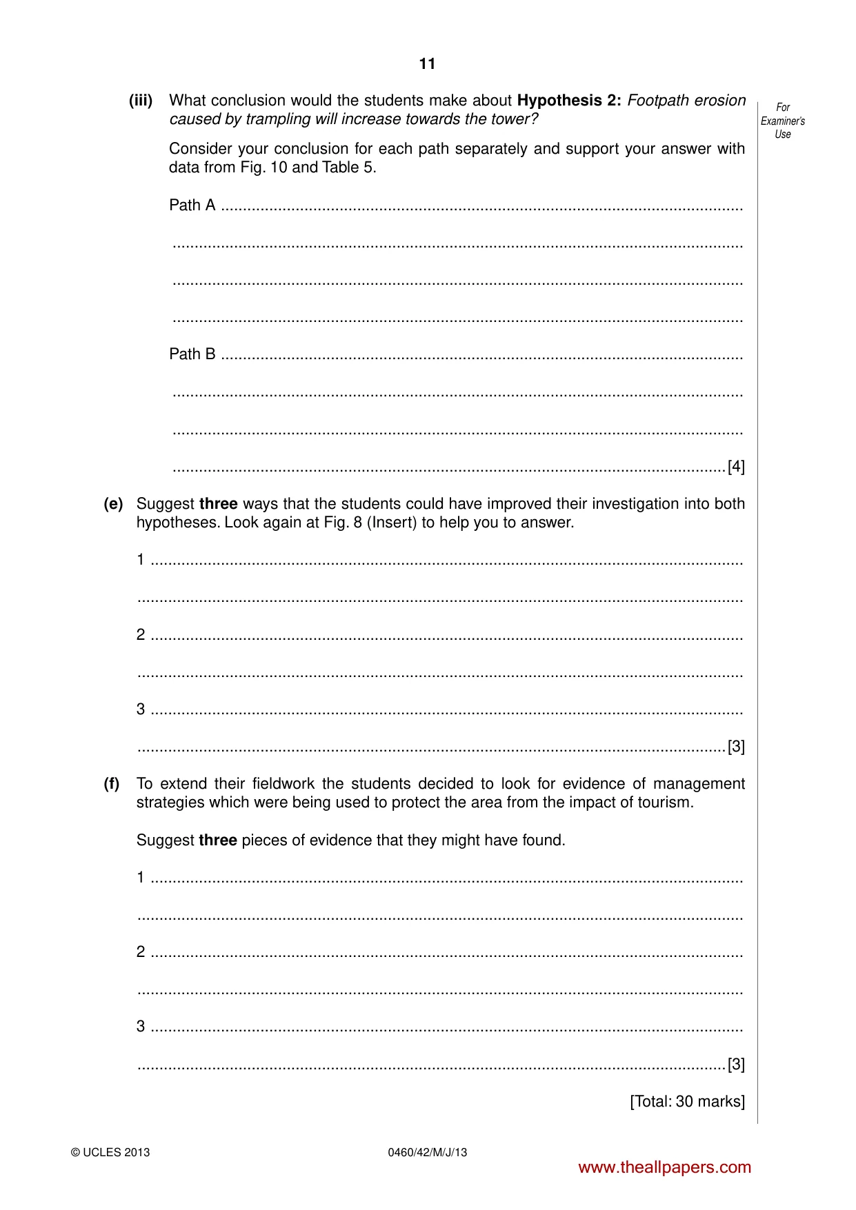 Cambridge IGCSE Geography 0460 2013 May/June Paper 4 · Variant 2 question paper, page 11 of 12