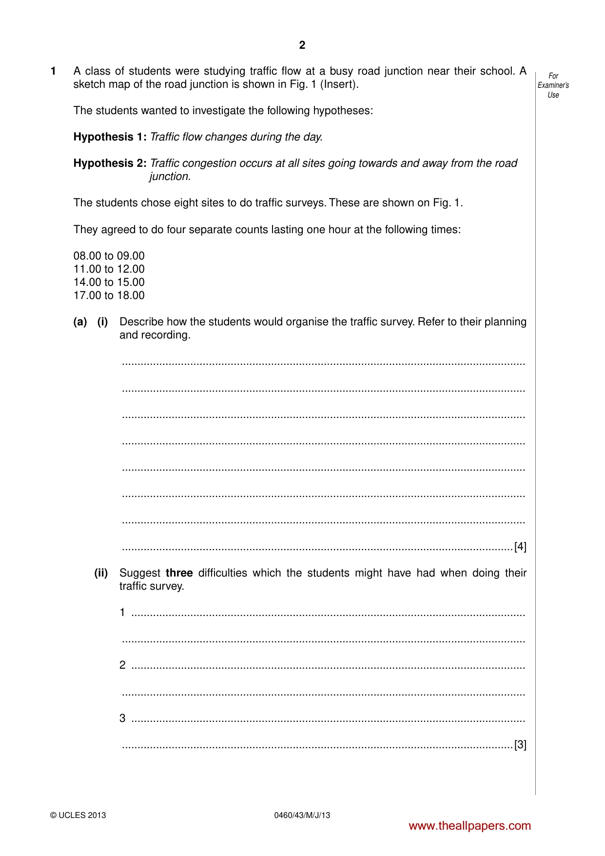 Cambridge IGCSE Geography 0460 2013 May/June Paper 4 · Variant 3 question paper, page 2 of 16
