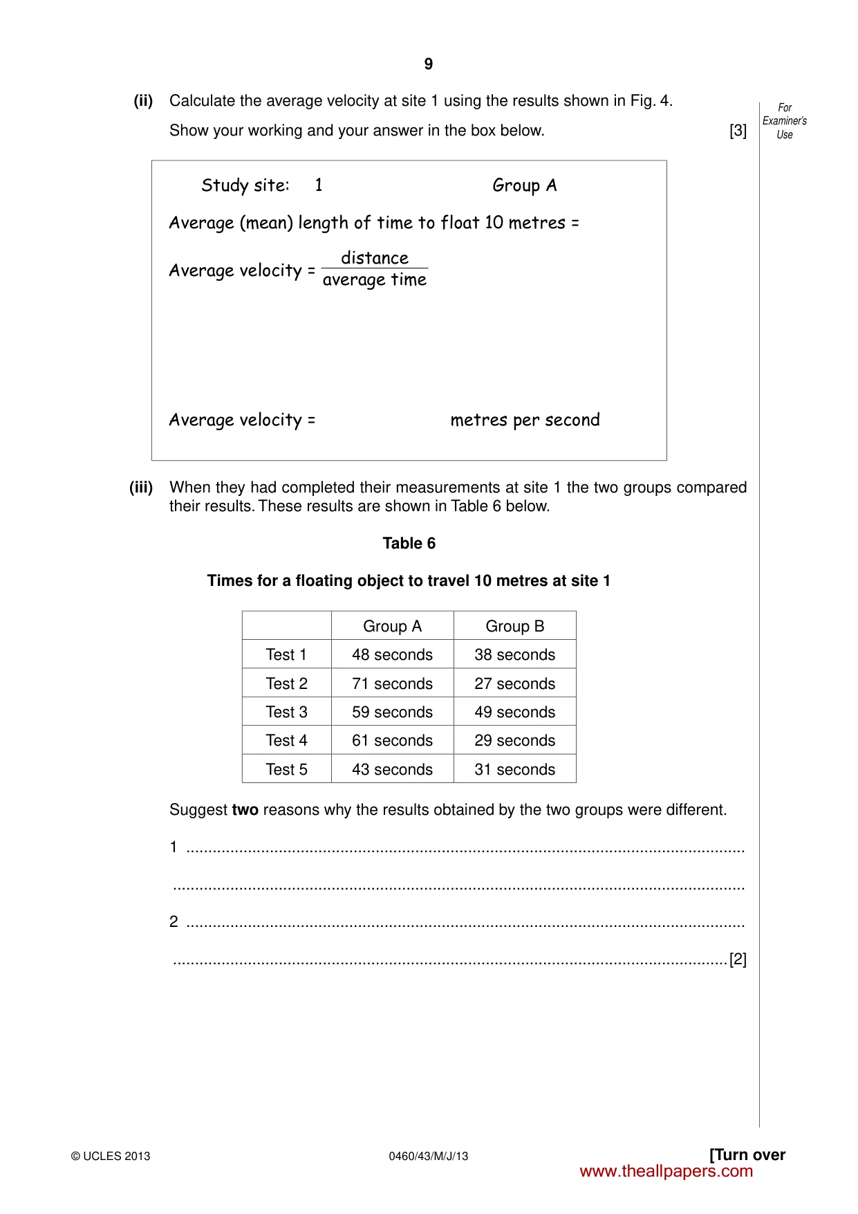 Cambridge IGCSE Geography 0460 2013 May/June Paper 4 · Variant 3 question paper, page 9 of 16
