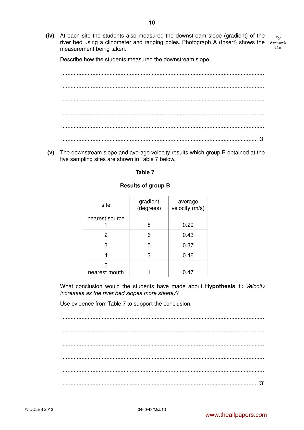 Cambridge IGCSE Geography 0460 2013 May/June Paper 4 · Variant 3 question paper, page 10 of 16