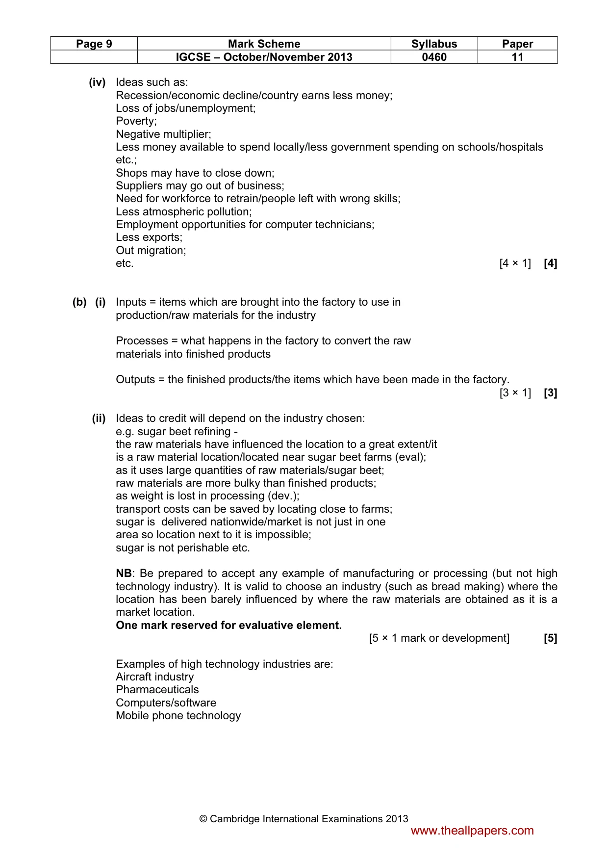 Mark scheme, page 9 of 12