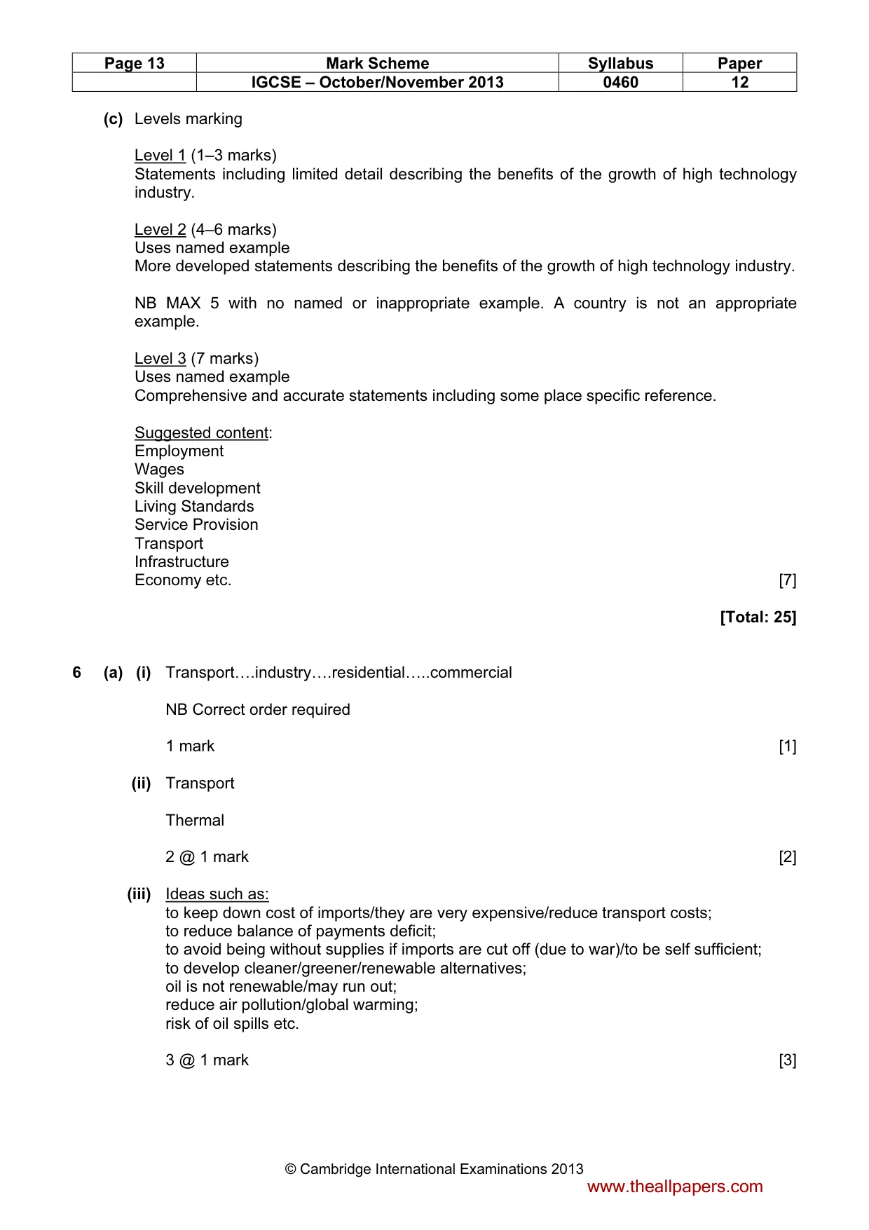 Mark scheme, page 13 of 15