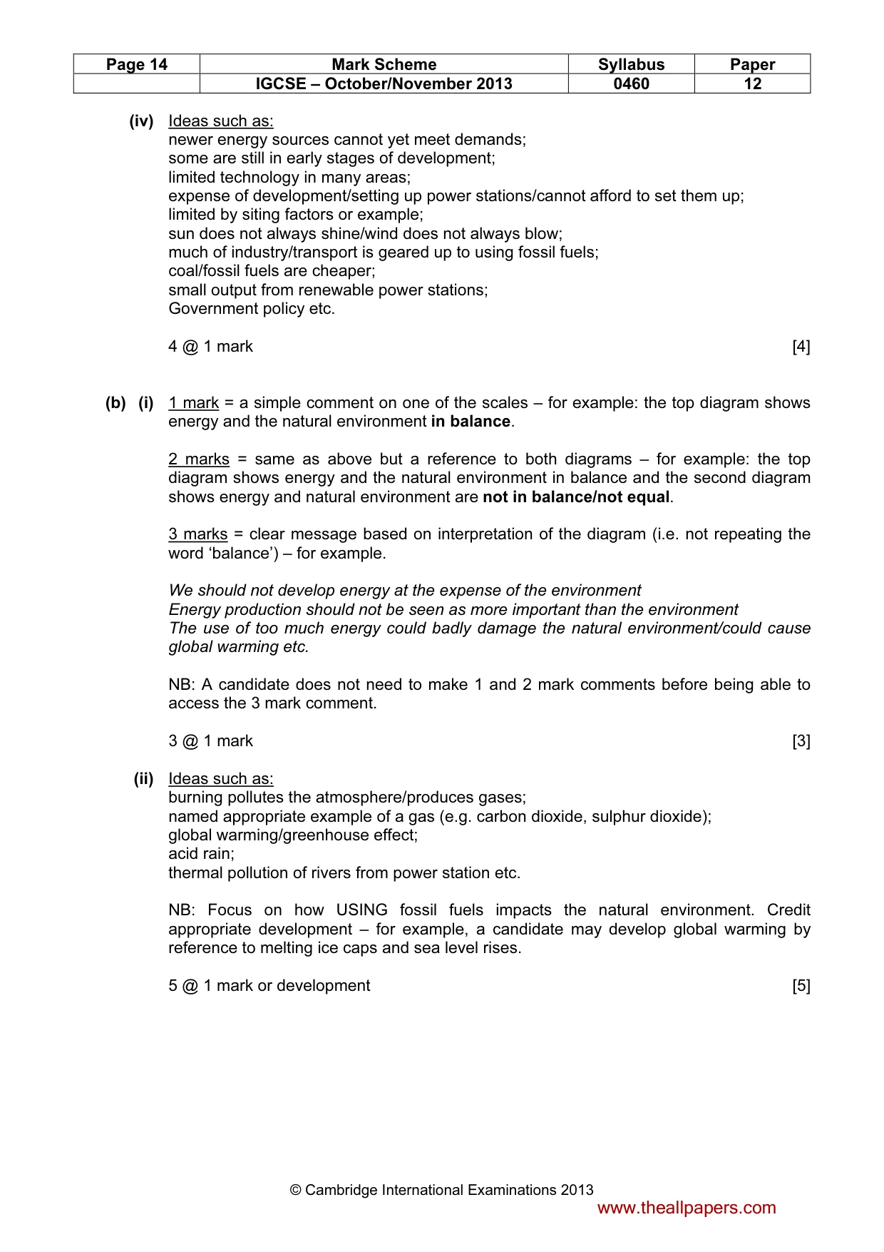 Mark scheme, page 14 of 15