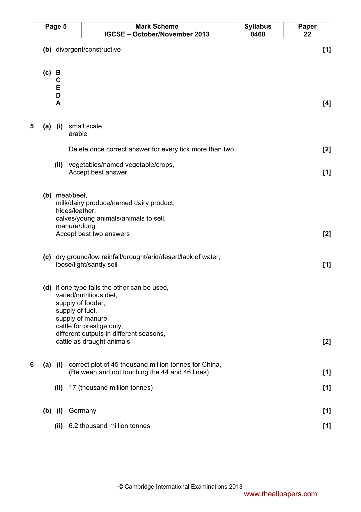 Mark scheme, page 5 of 6