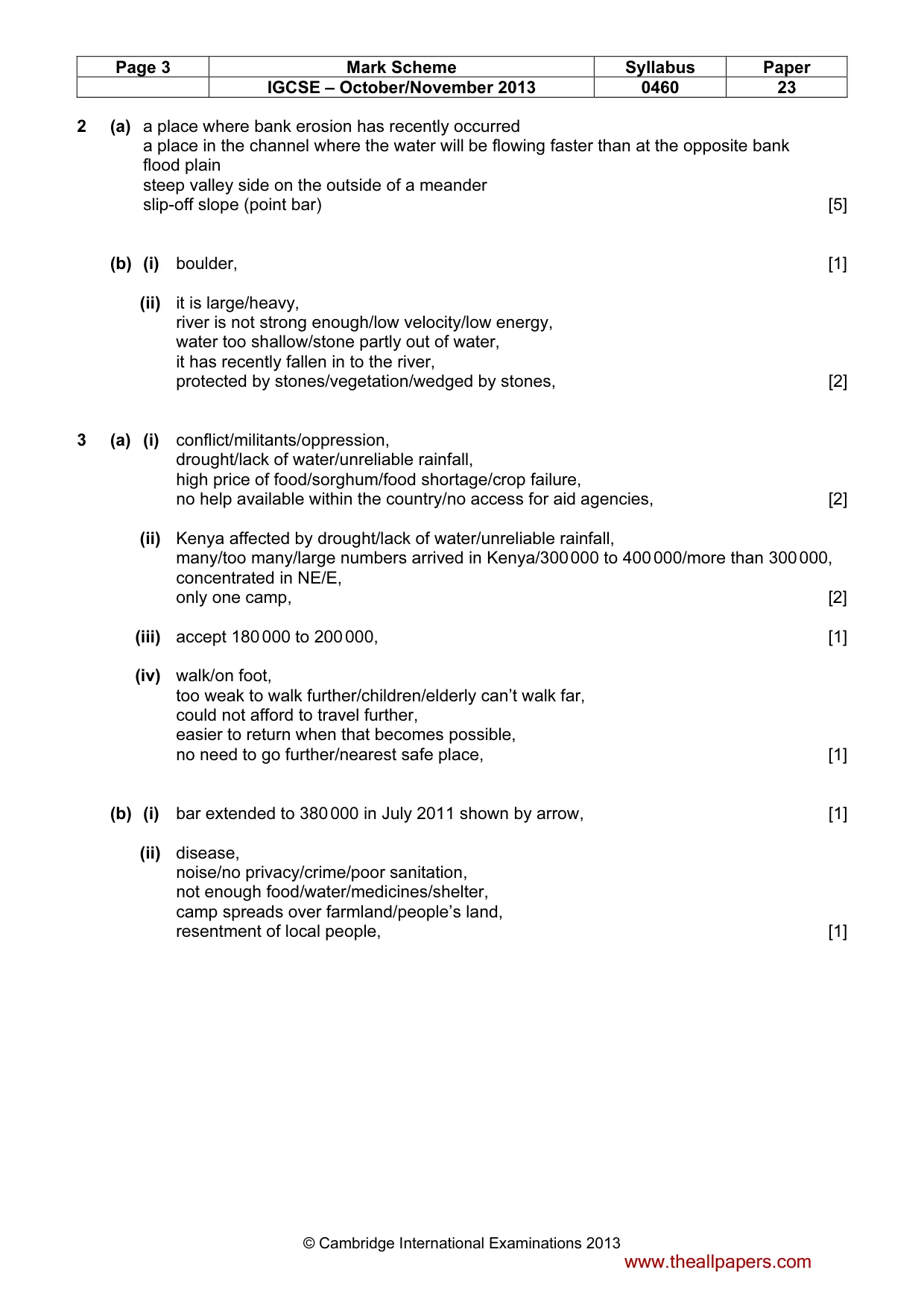Mark scheme, page 3 of 5