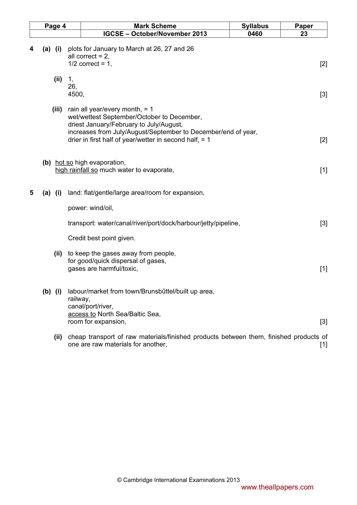 Mark scheme, page 4 of 5