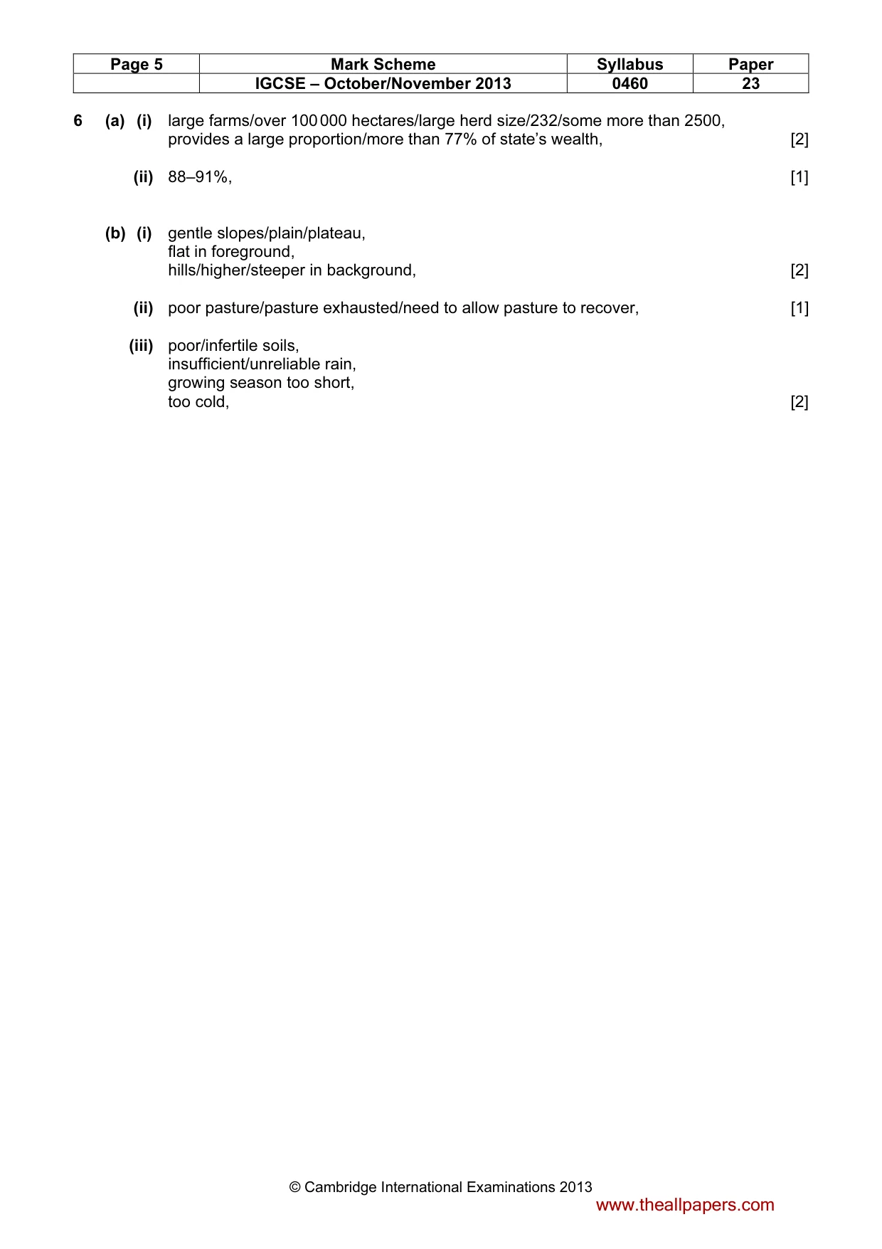 Mark scheme, page 5 of 5