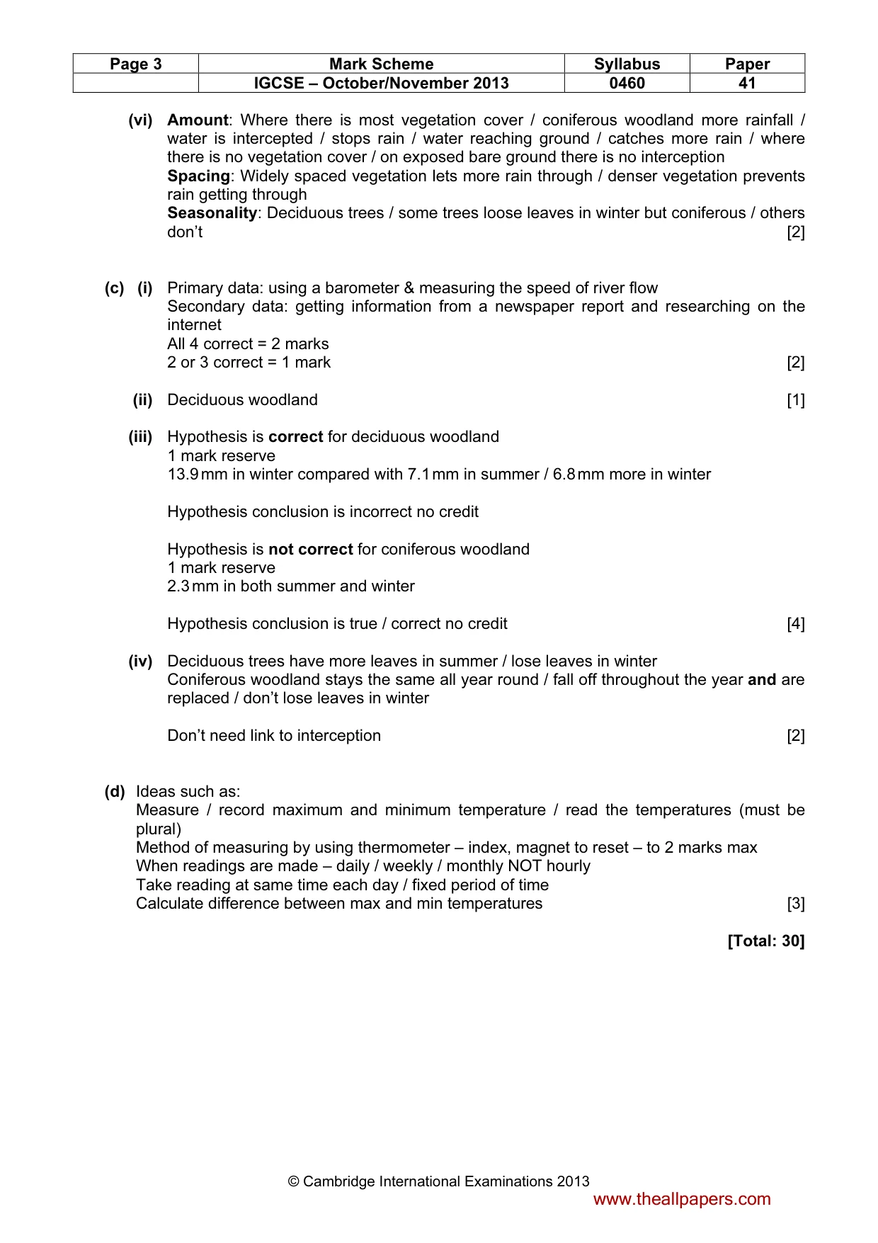 Mark scheme, page 3 of 6