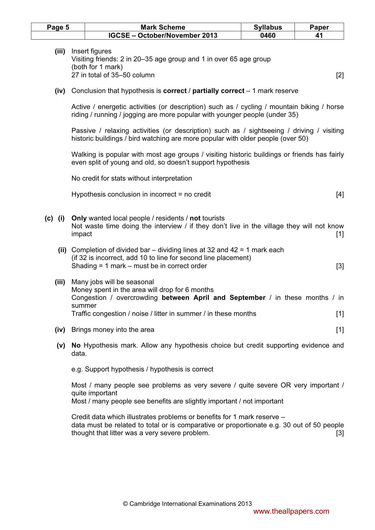 Mark scheme, page 5 of 6