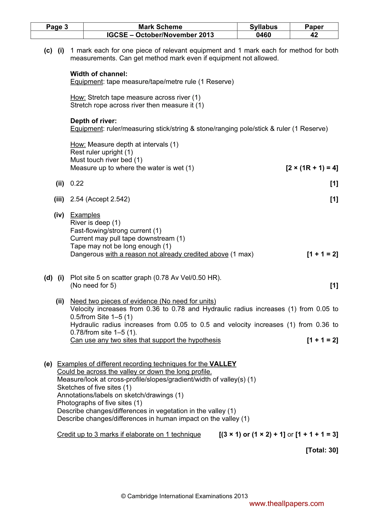 Mark scheme, page 3 of 5