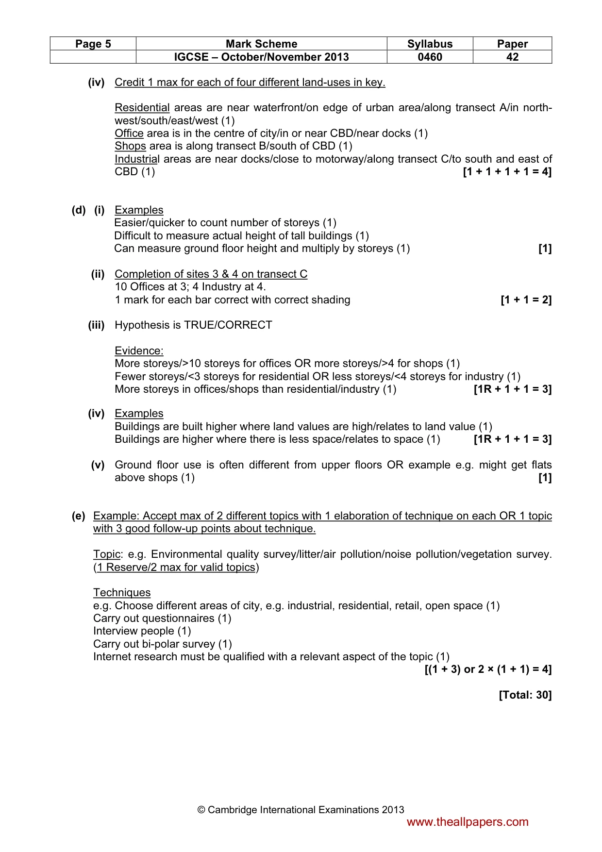 Mark scheme, page 5 of 5