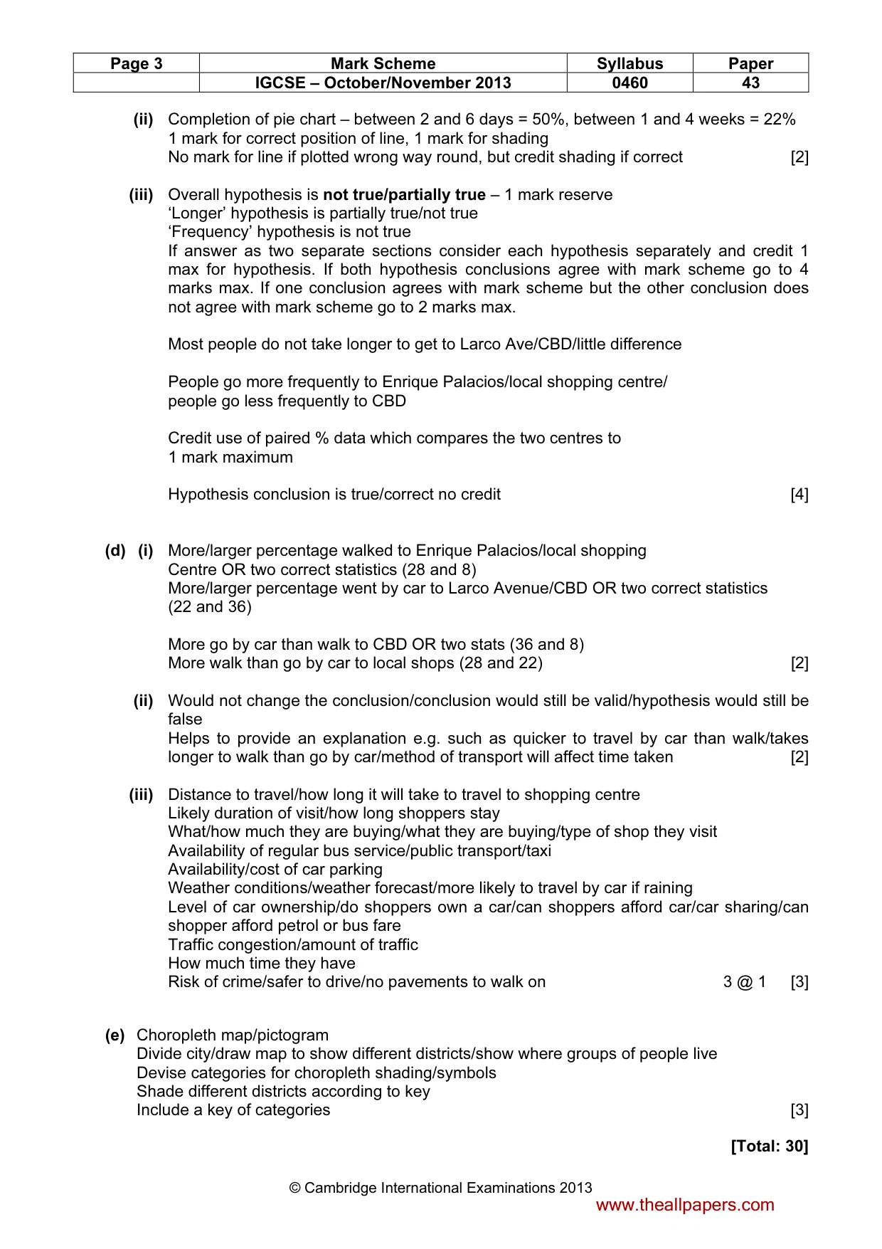 Mark scheme, page 3 of 5