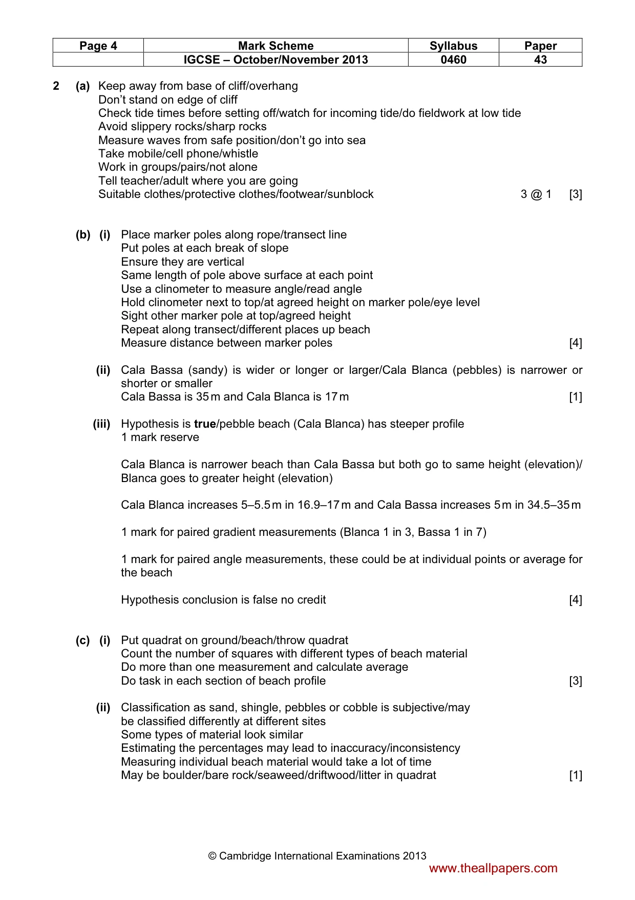 Mark scheme, page 4 of 5