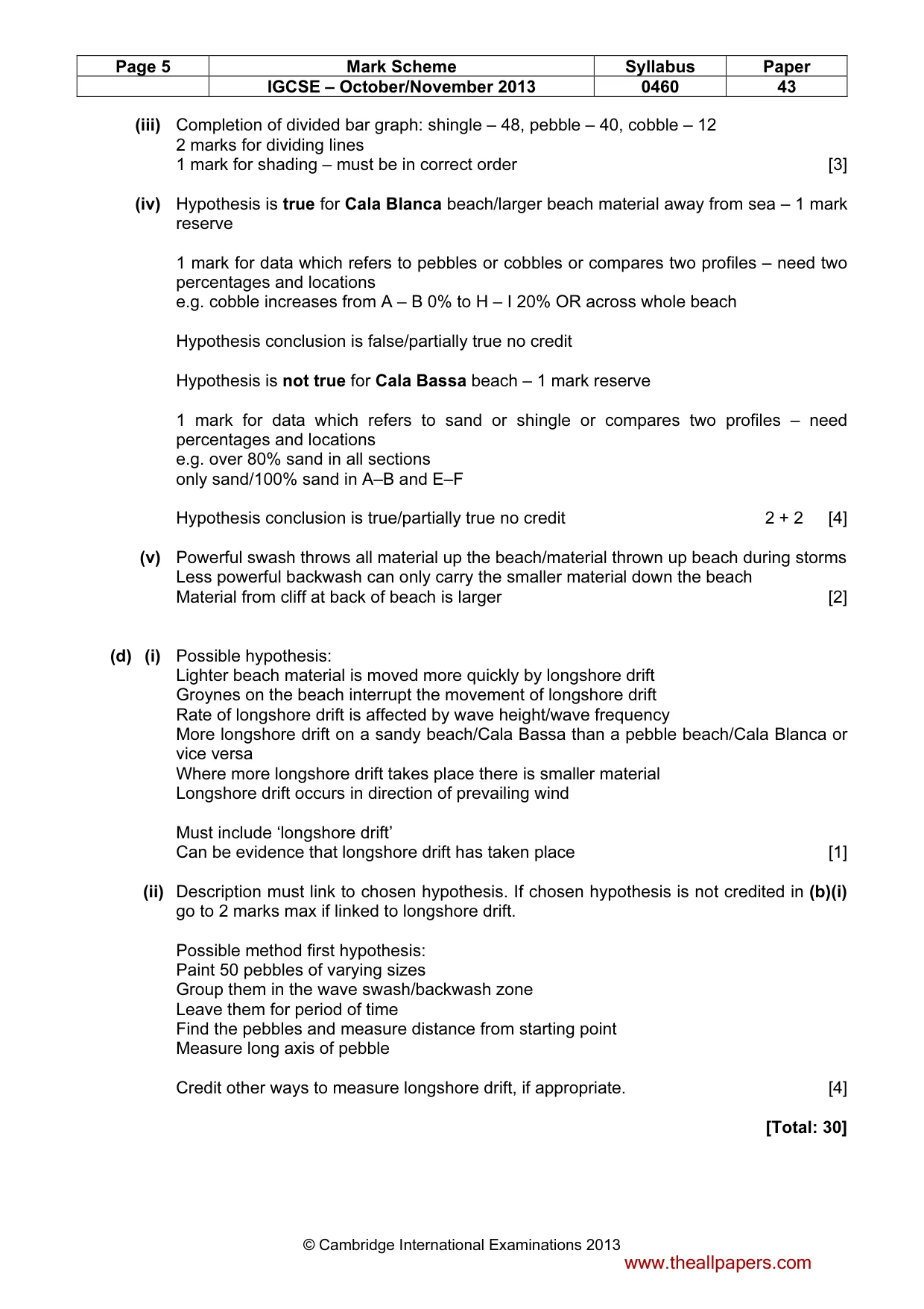 Mark scheme, page 5 of 5