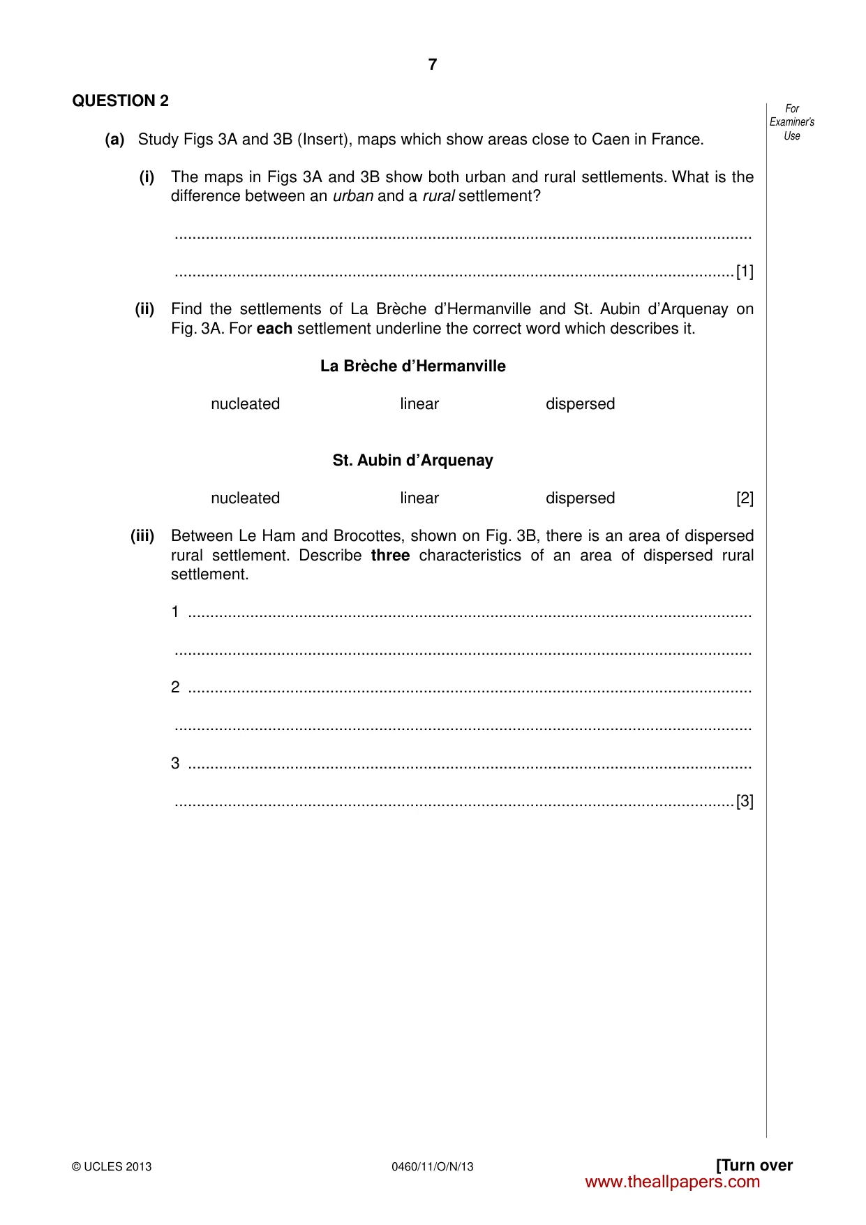 Cambridge IGCSE Geography 0460 2013 Oct/Nov Paper 1 · Variant 1 question paper, page 7 of 28