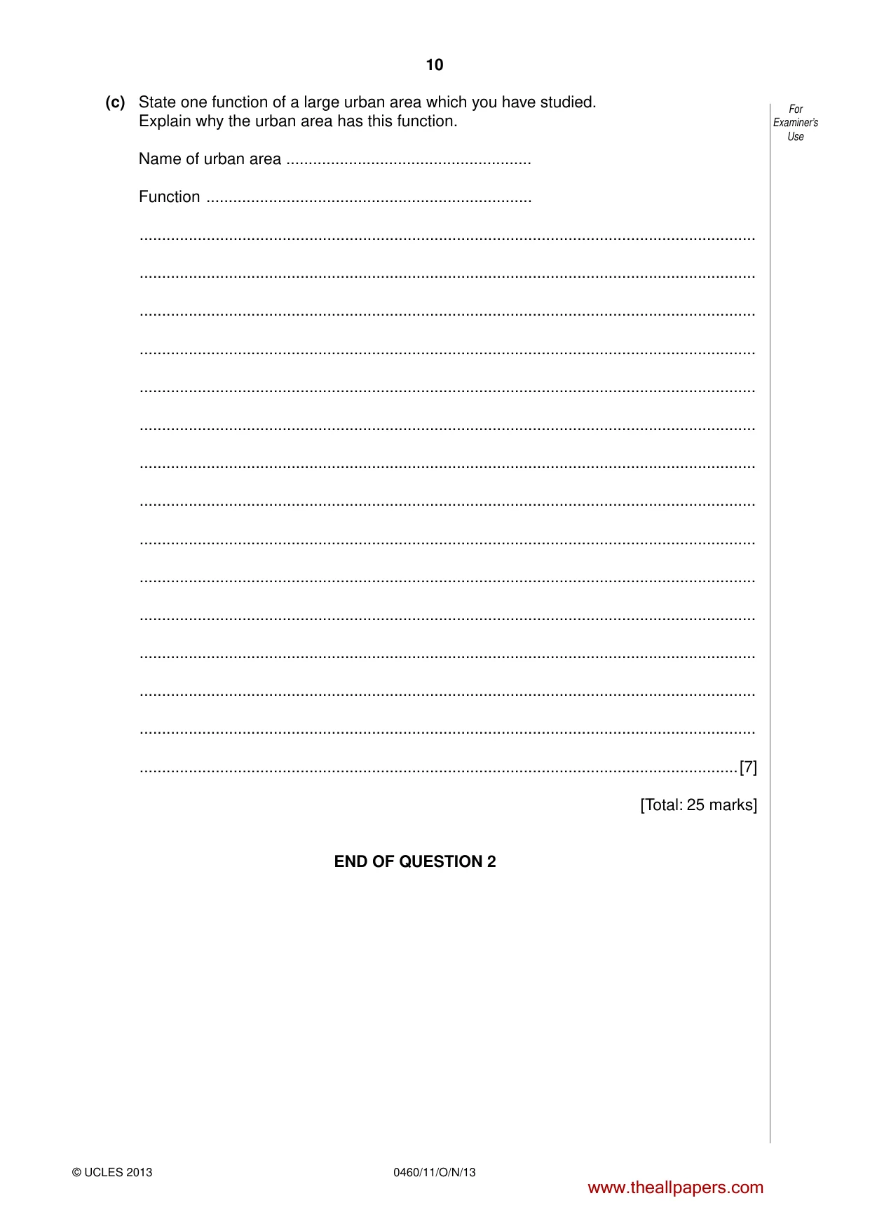 Cambridge IGCSE Geography 0460 2013 Oct/Nov Paper 1 · Variant 1 question paper, page 10 of 28