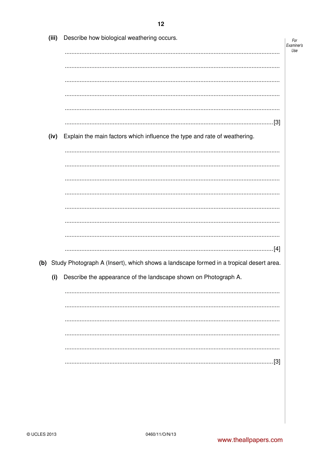 Cambridge IGCSE Geography 0460 2013 Oct/Nov Paper 1 · Variant 1 question paper, page 12 of 28