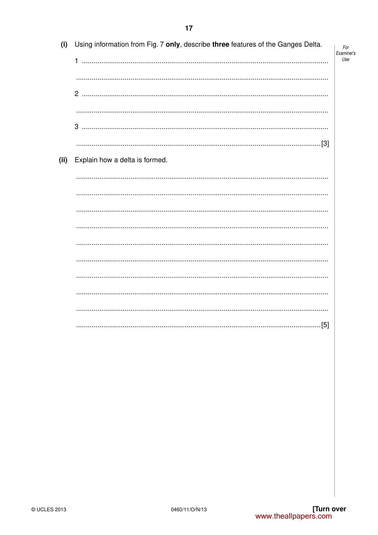 Cambridge IGCSE Geography 0460 2013 Oct/Nov Paper 1 · Variant 1 question paper, page 17 of 28